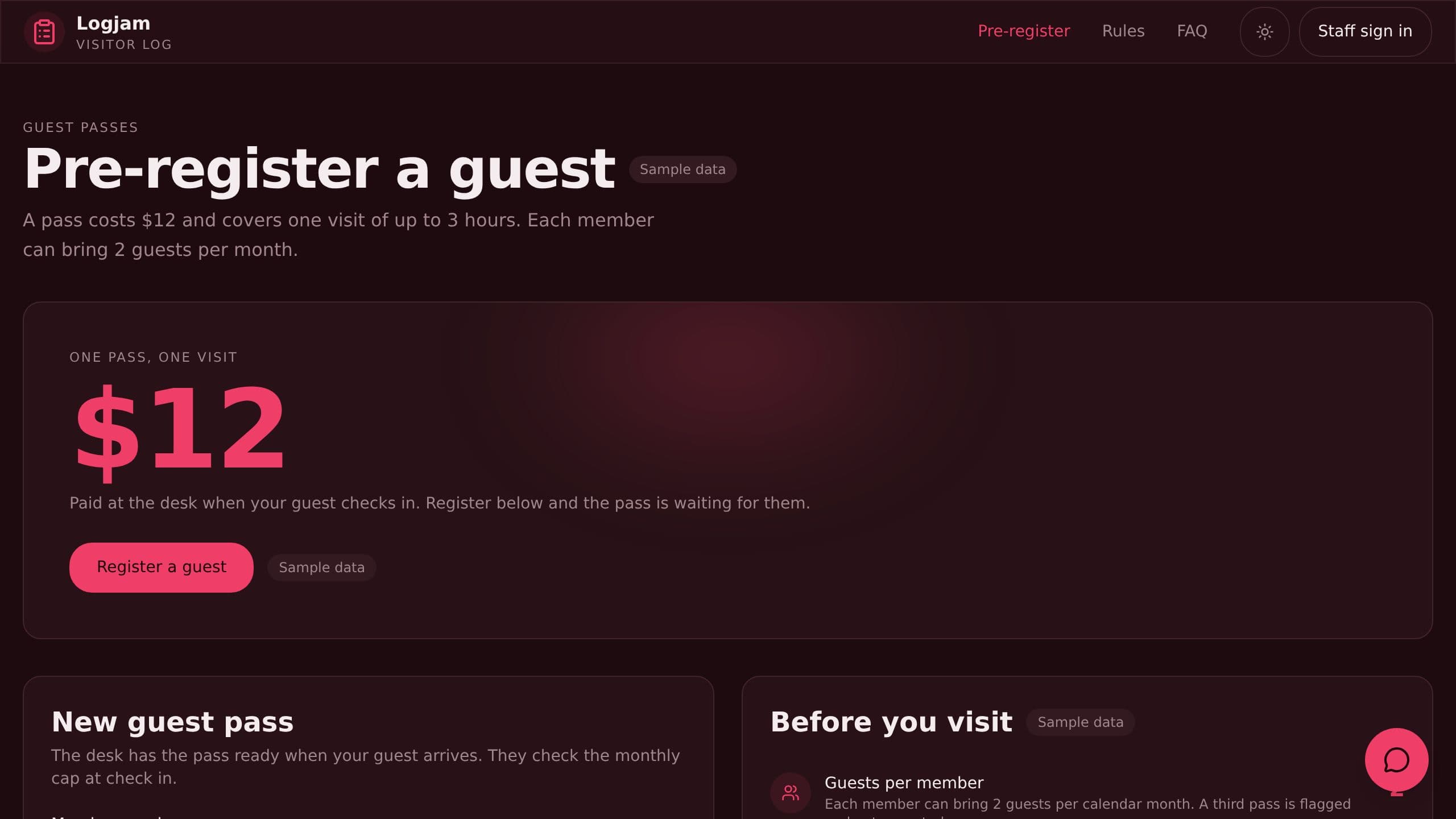 Logjam Visitor Log preview