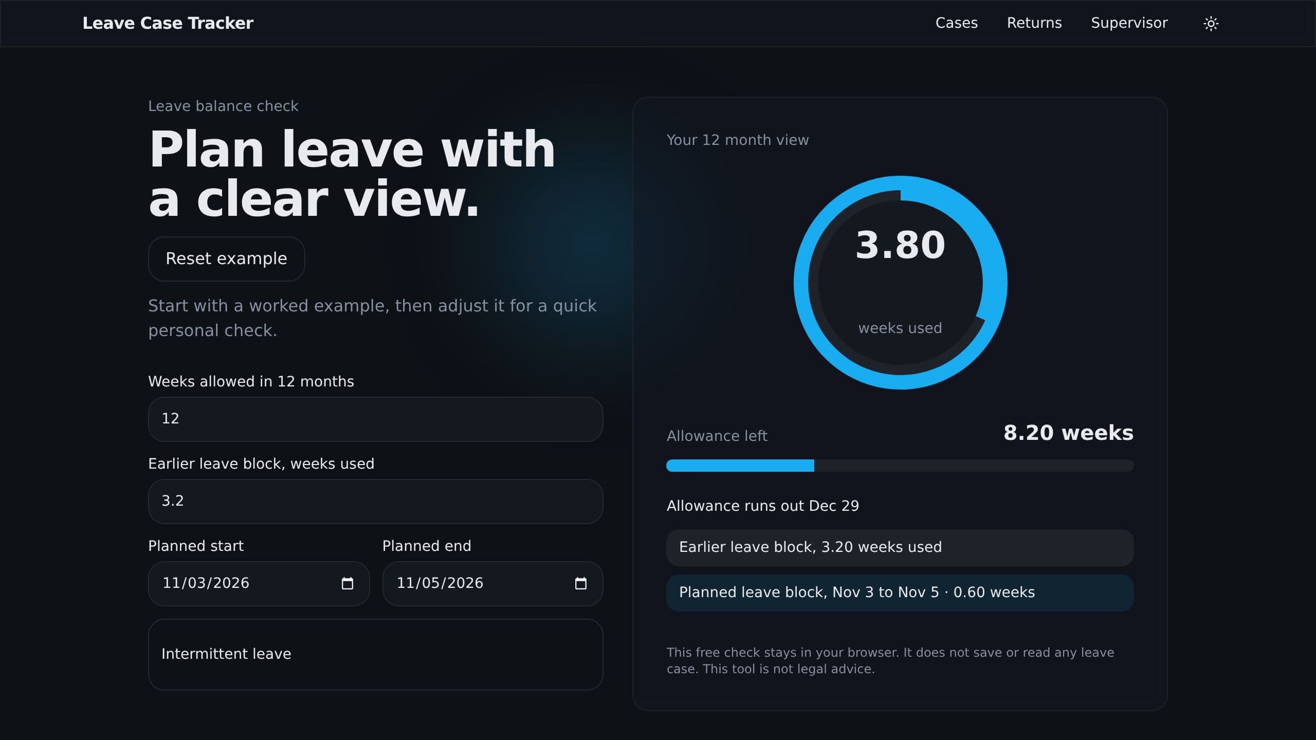 Leave Case Tracker preview