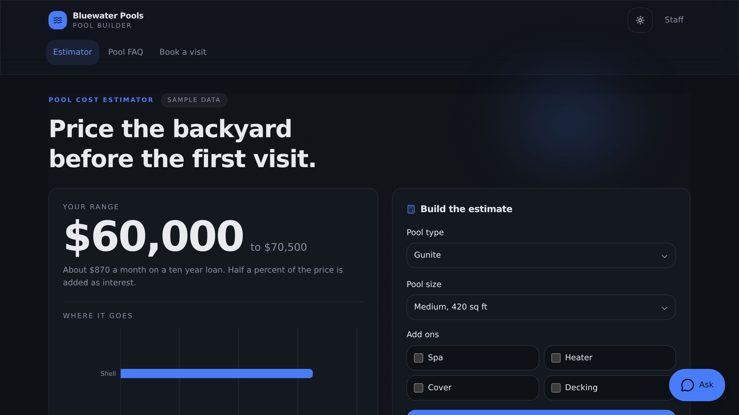 Pool Builder CRM preview
