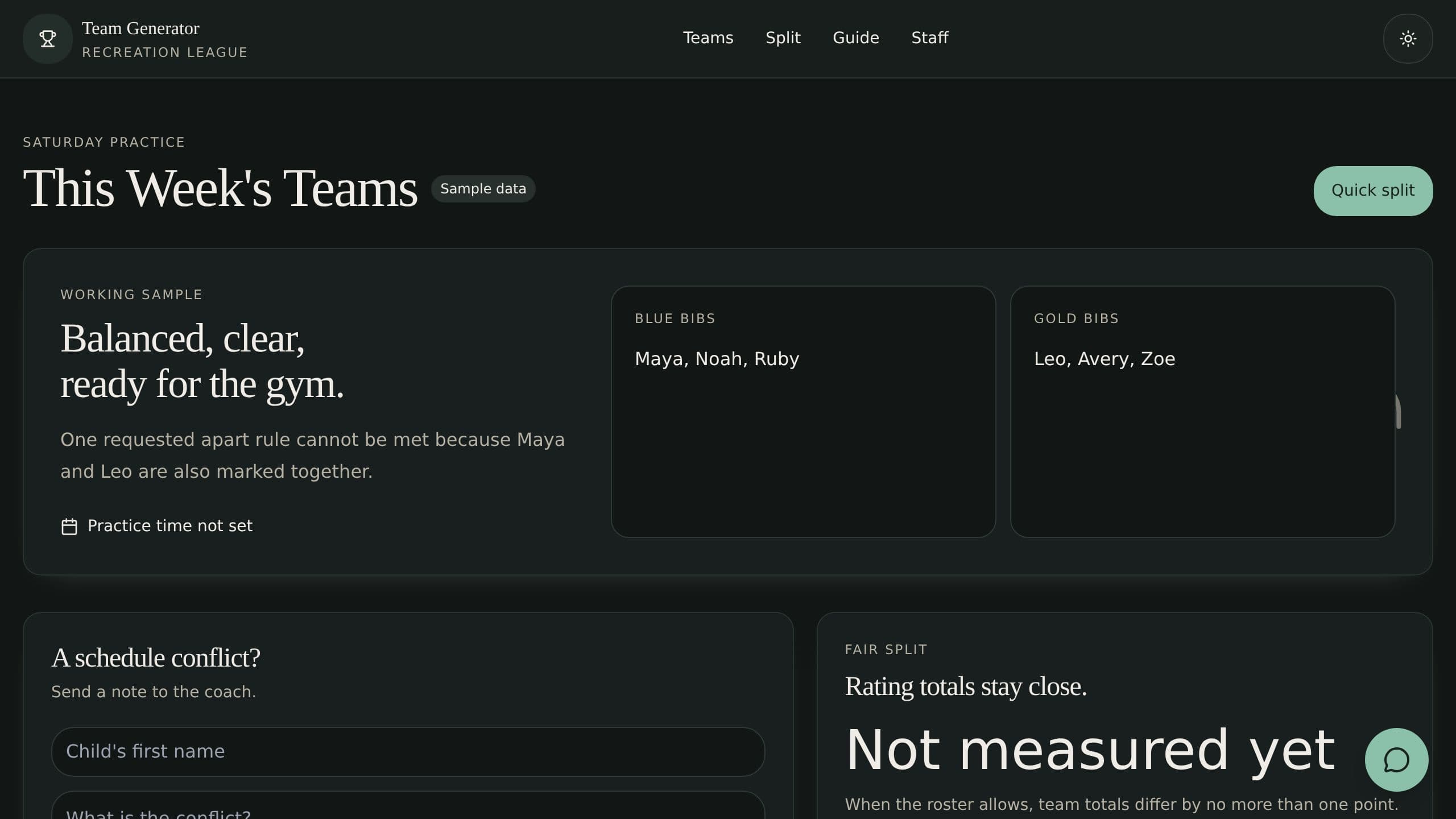 Team Generator preview