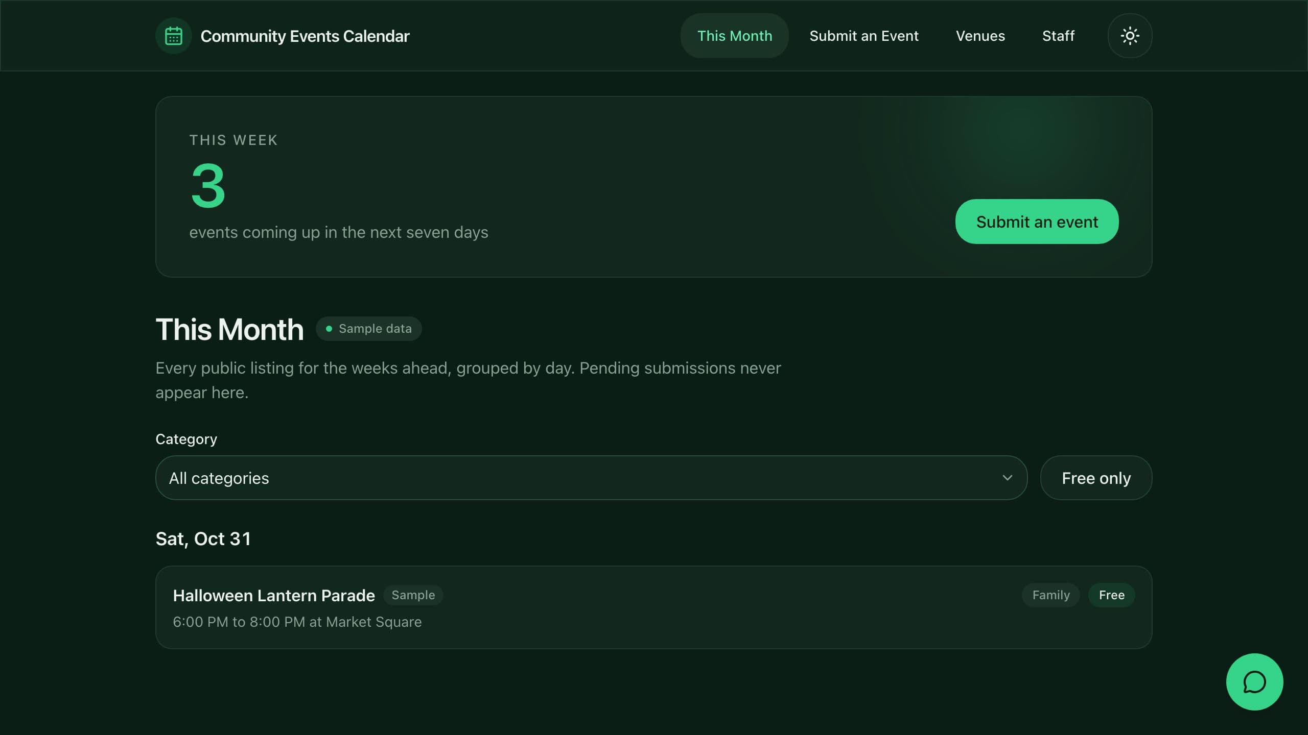Community Events Calendar preview