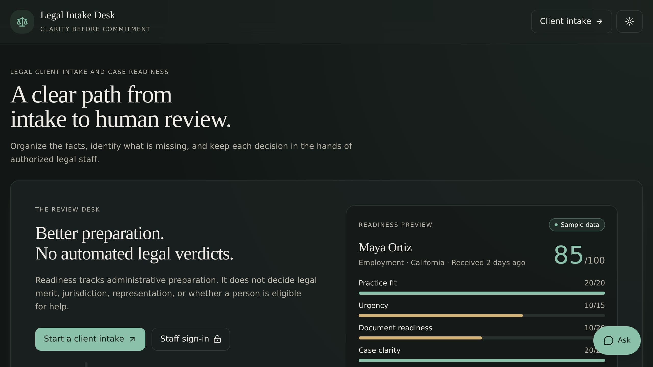 Legal Intake Desk preview