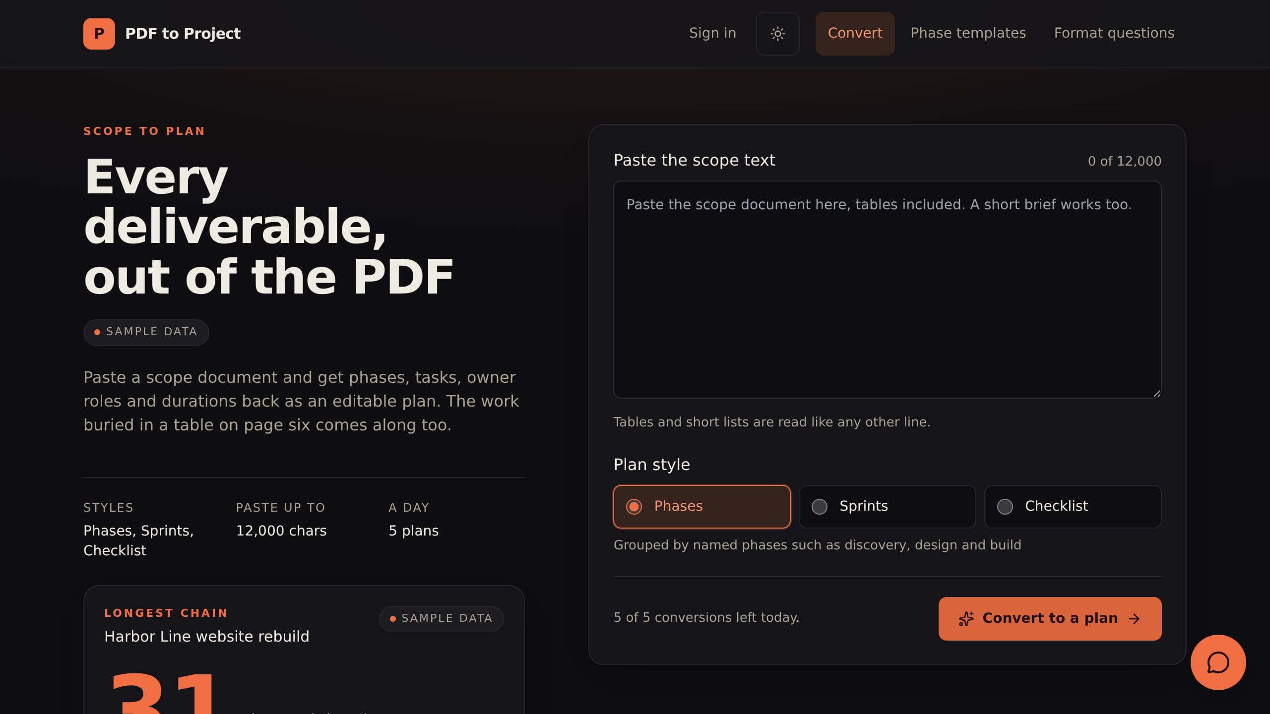 PDF to Project preview