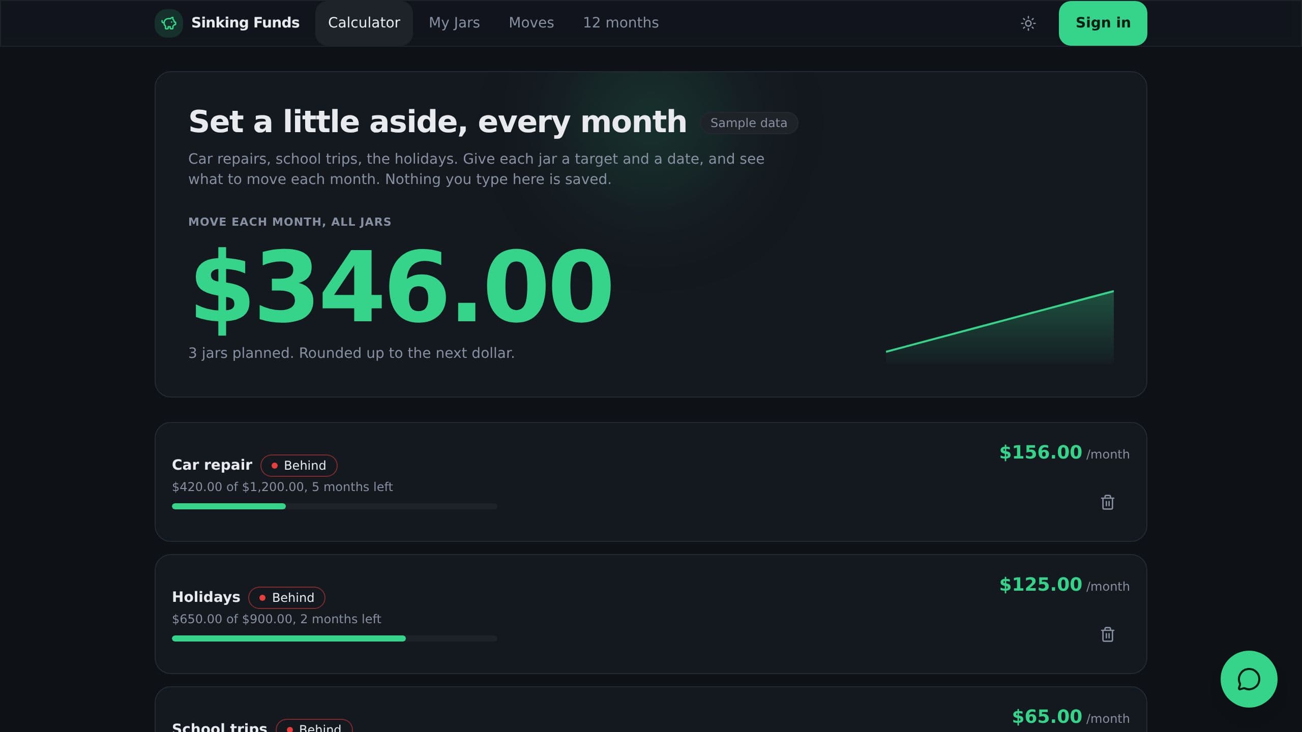 Sinking Funds preview