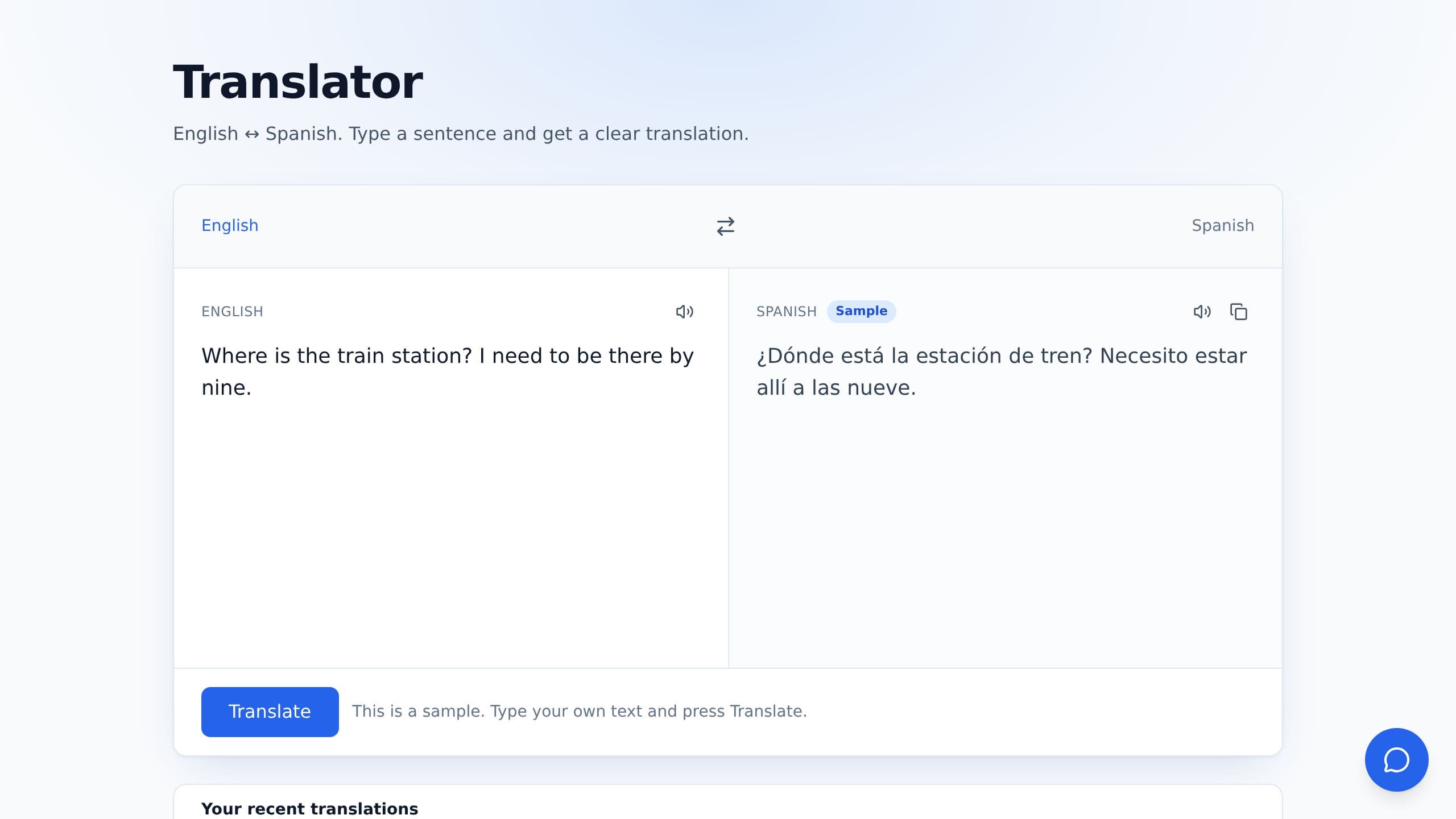 English to Spanish preview