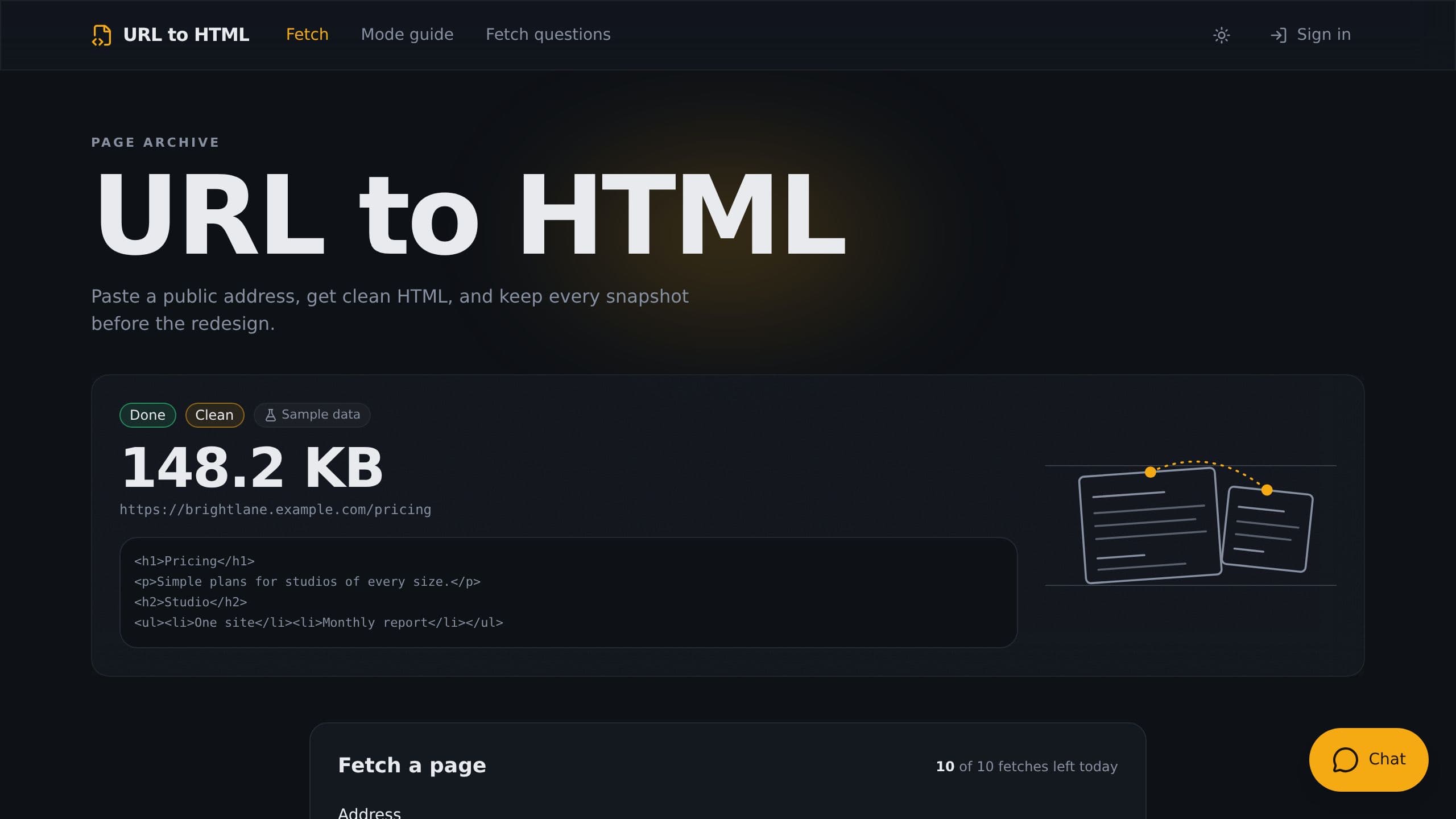 URL to HTML preview