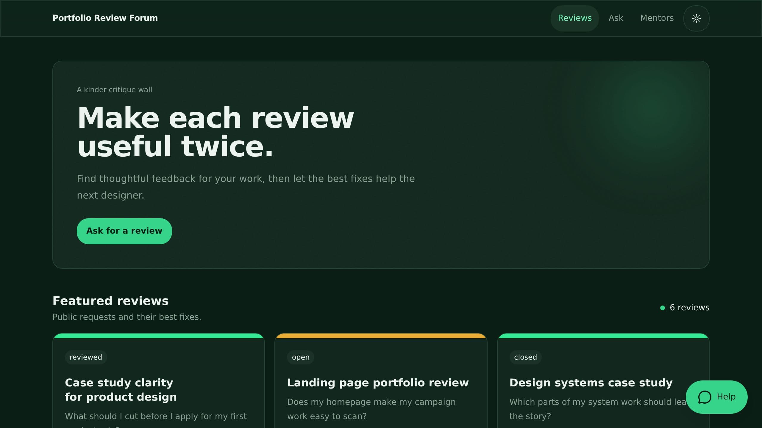 Portfolio Review Forum preview