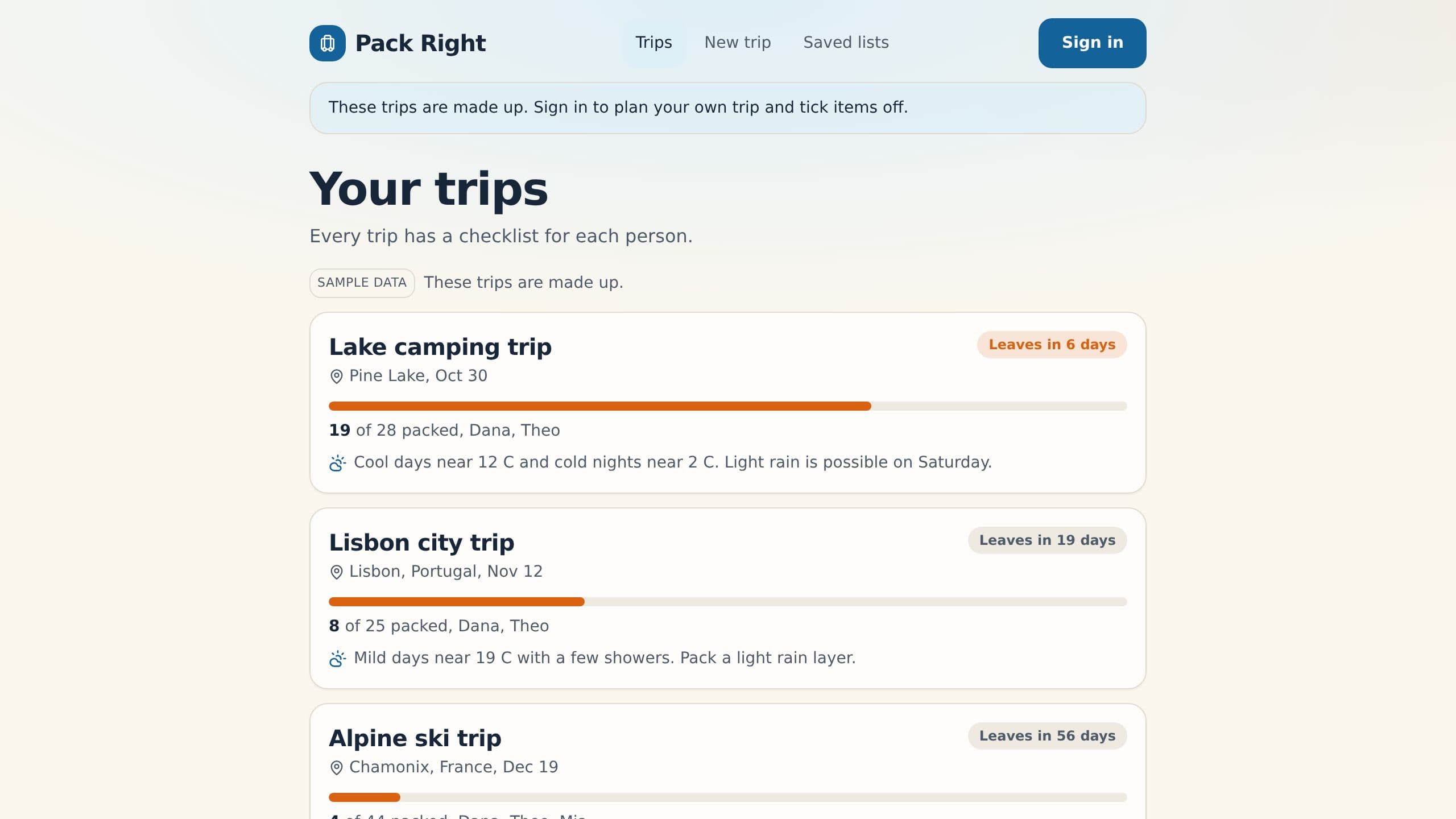 Packing List Generator preview