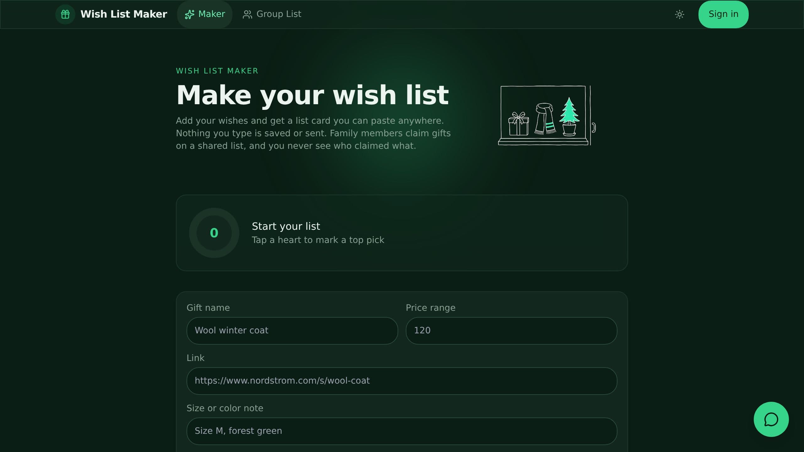Wish List Maker preview