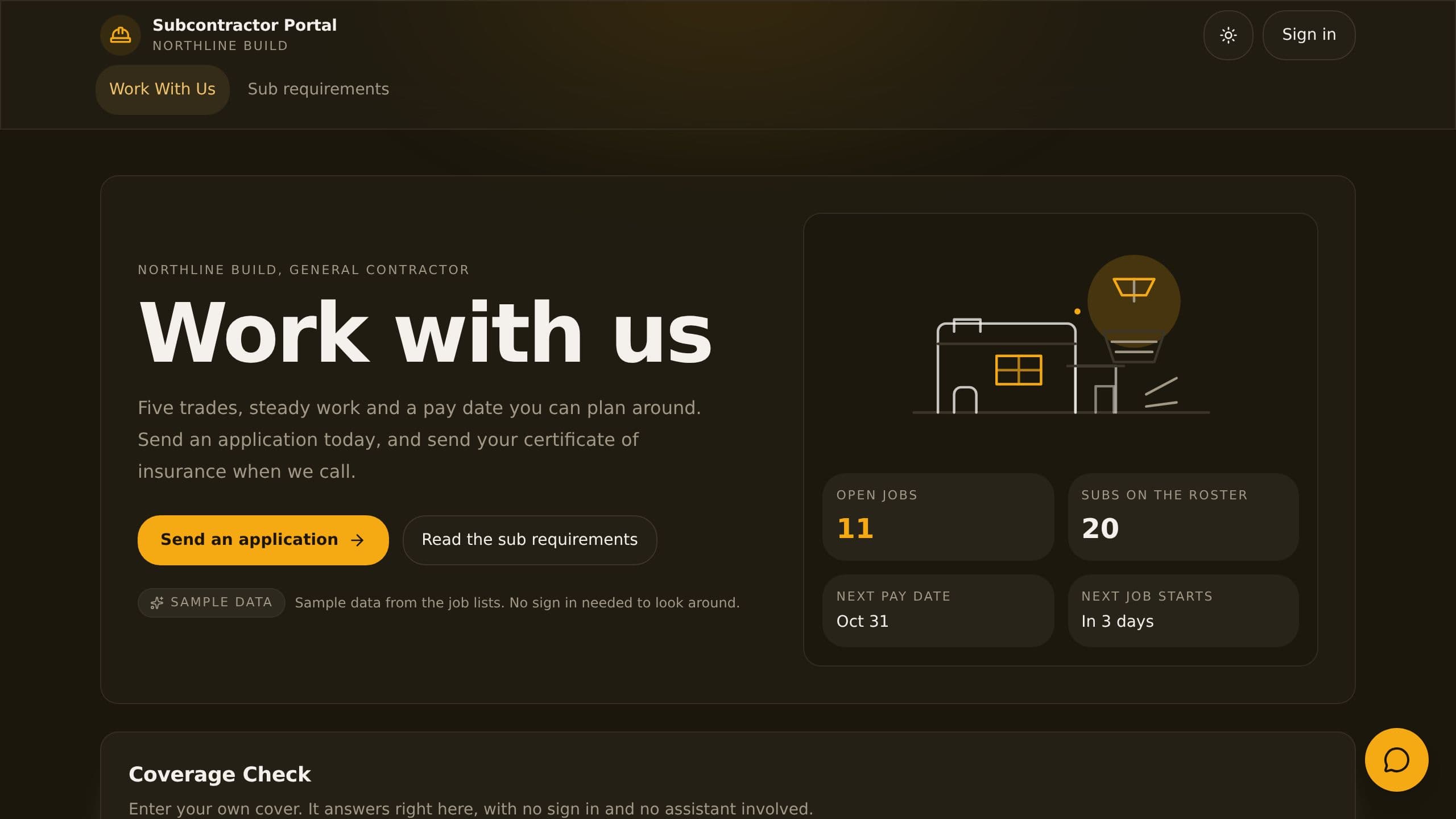 Subcontractor Portal preview