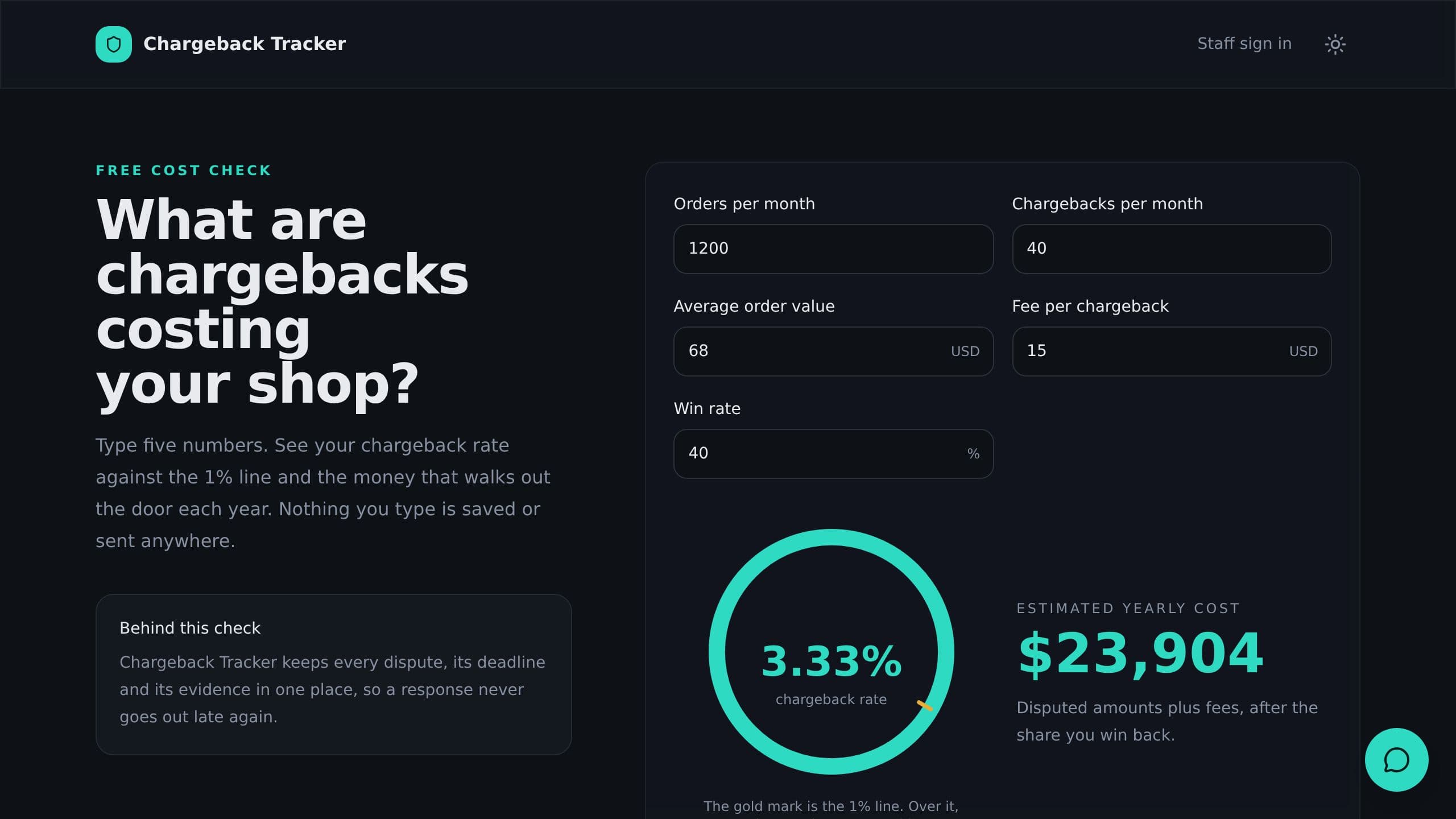 Chargeback Tracker preview