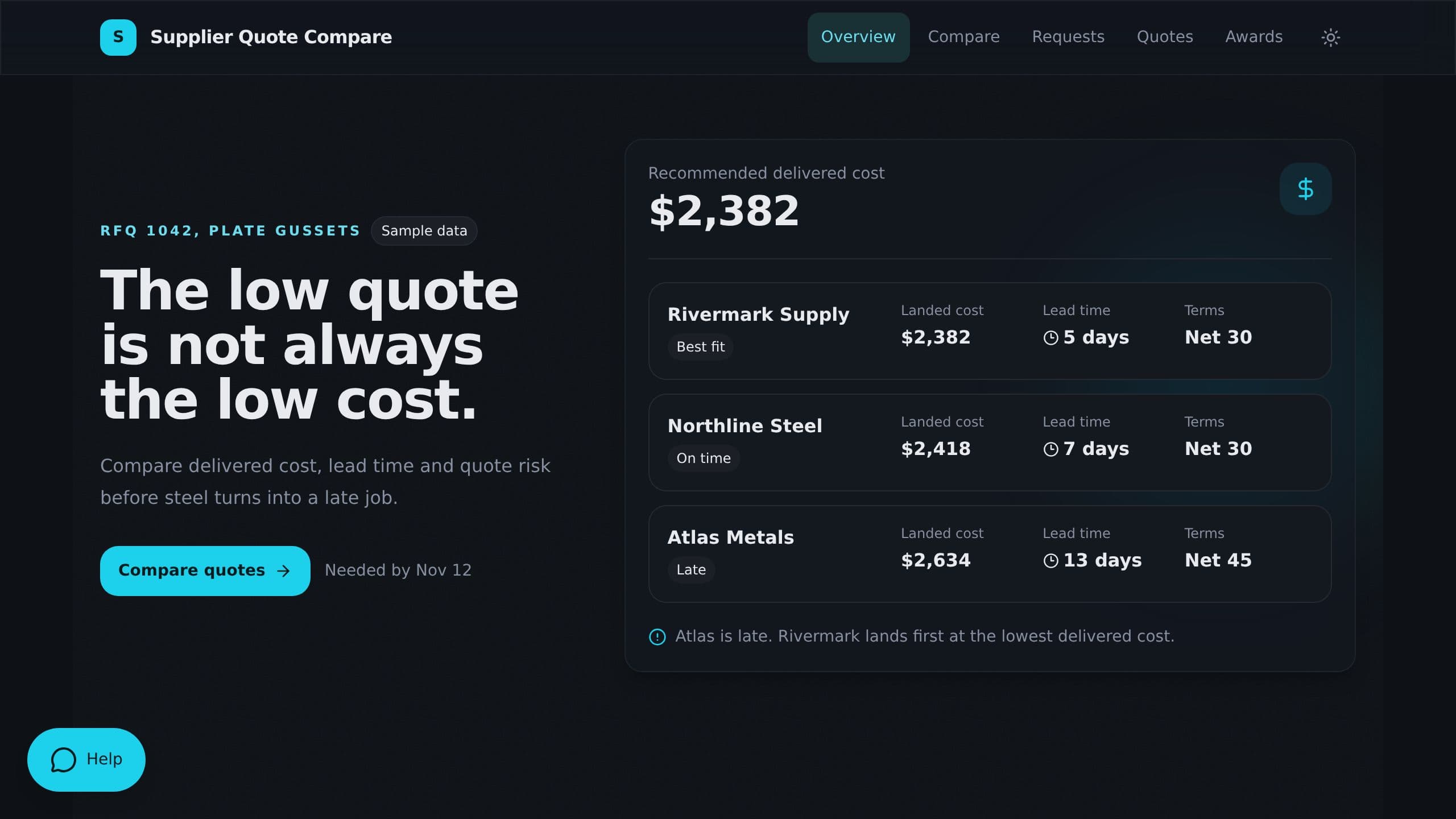 Supplier Quote Compare preview
