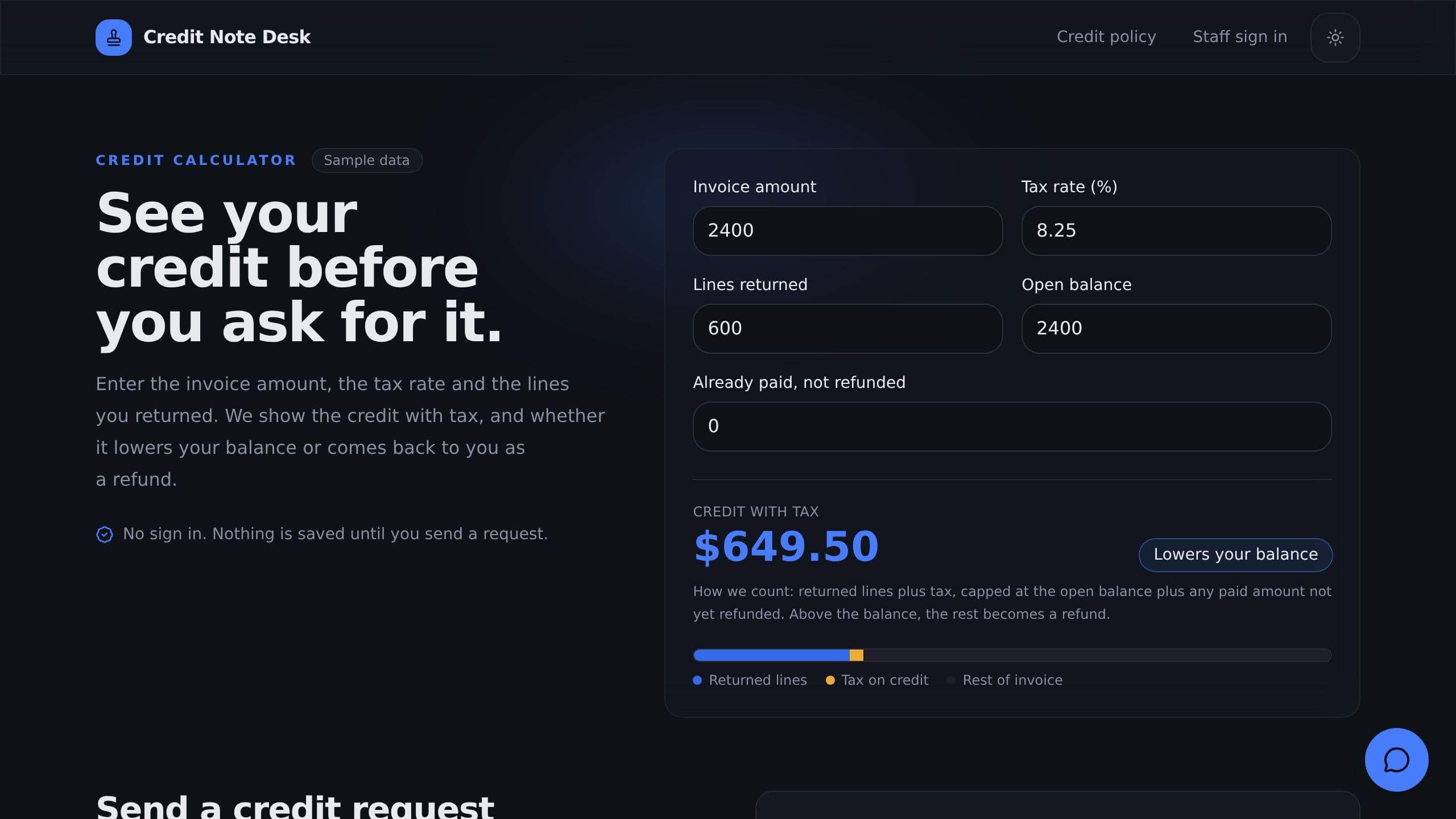 Credit Note Desk preview