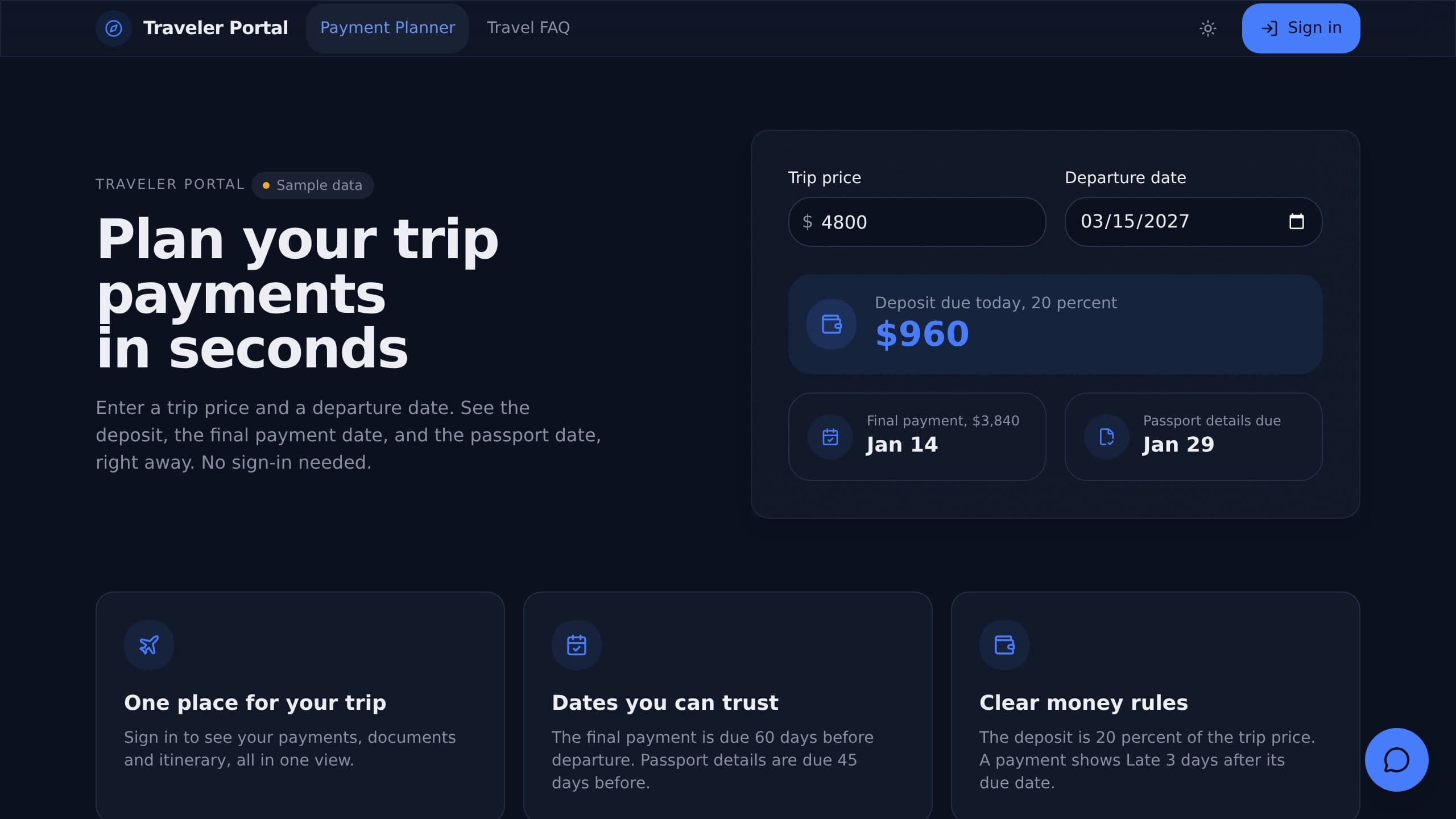 Traveler Portal preview