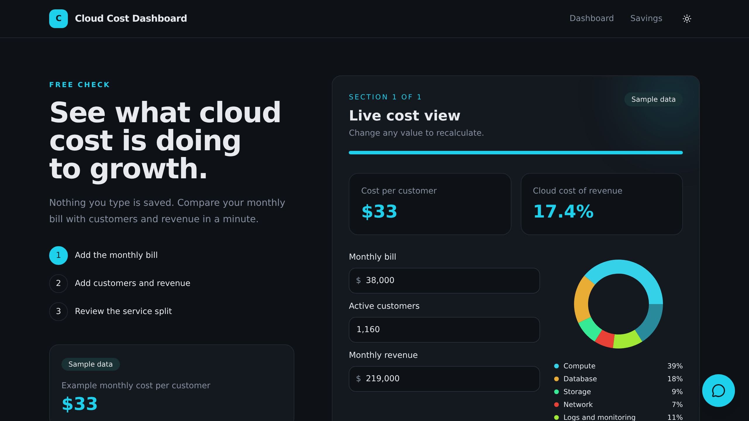 Cloud Cost Dashboard preview