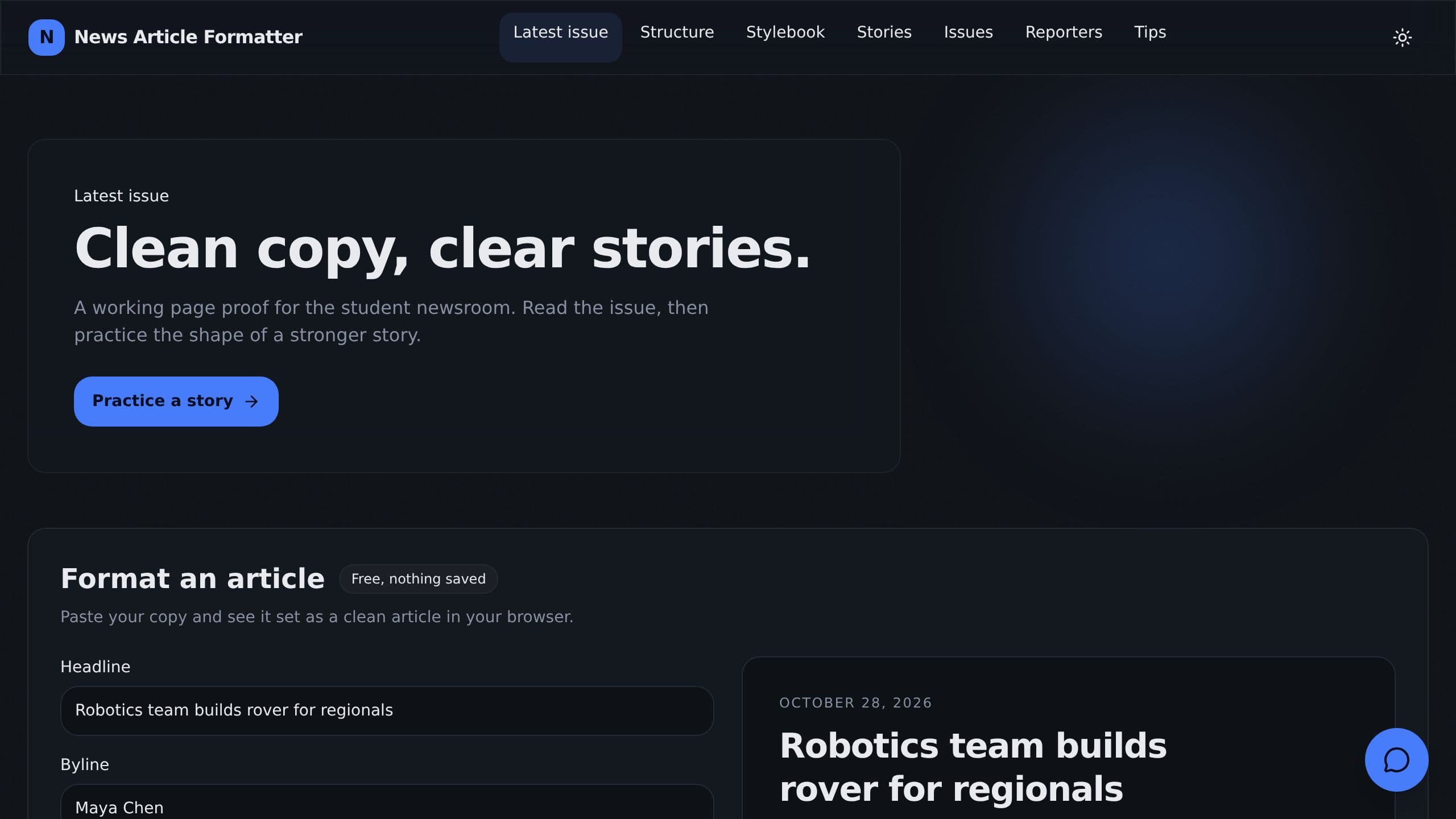 News Article Formatter preview