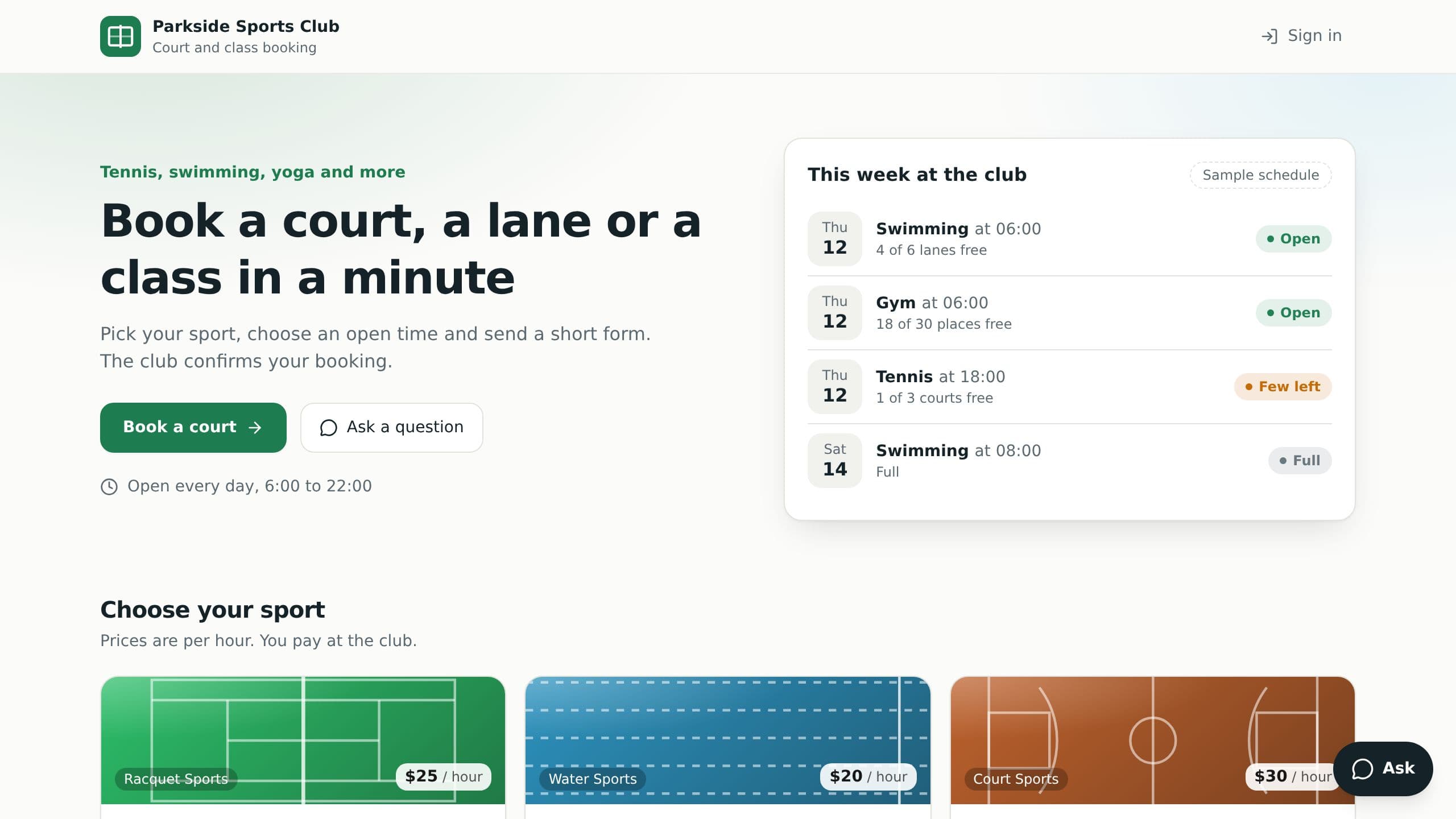 Sports Court Booking preview