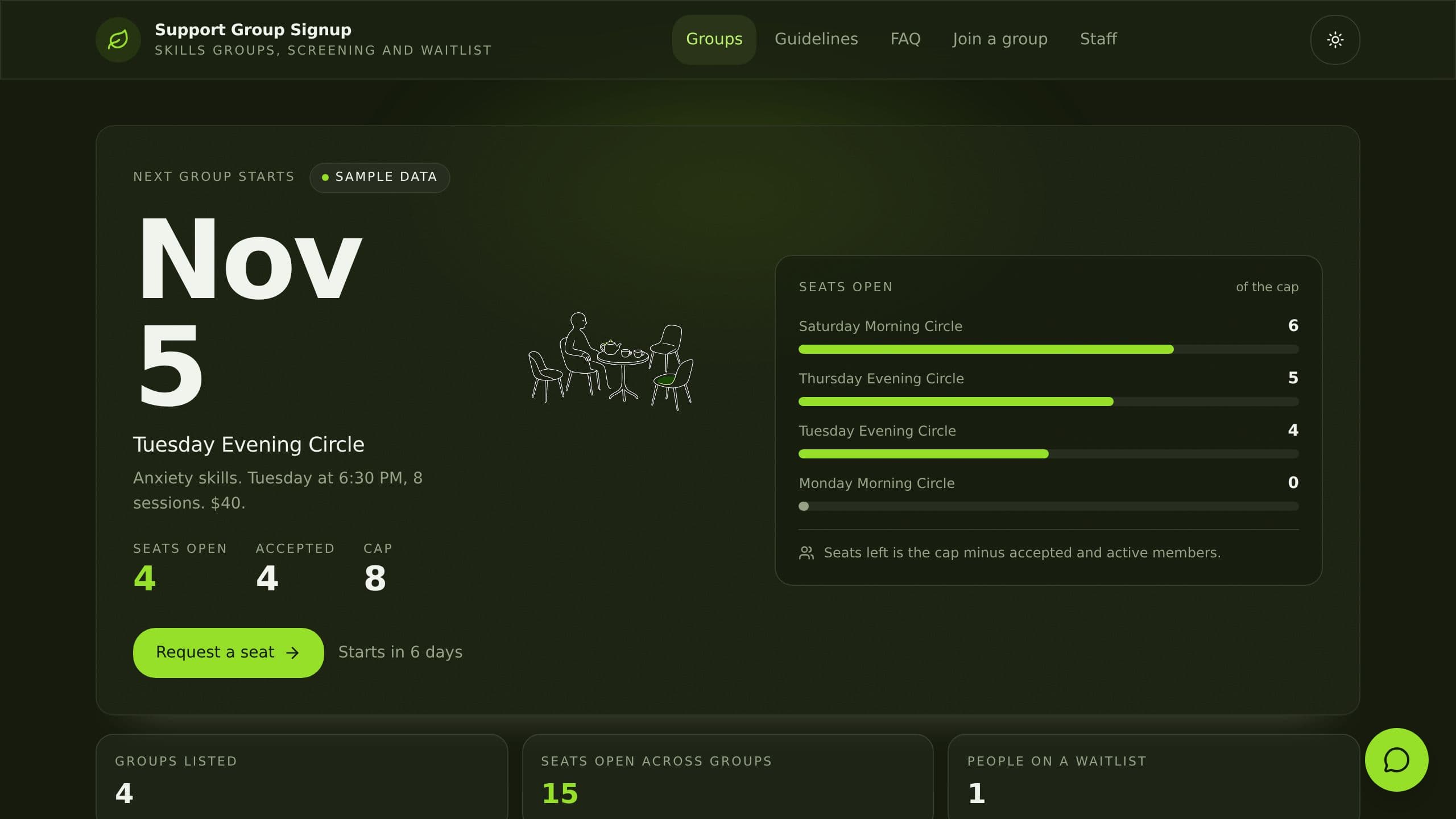 Support Group Signup preview