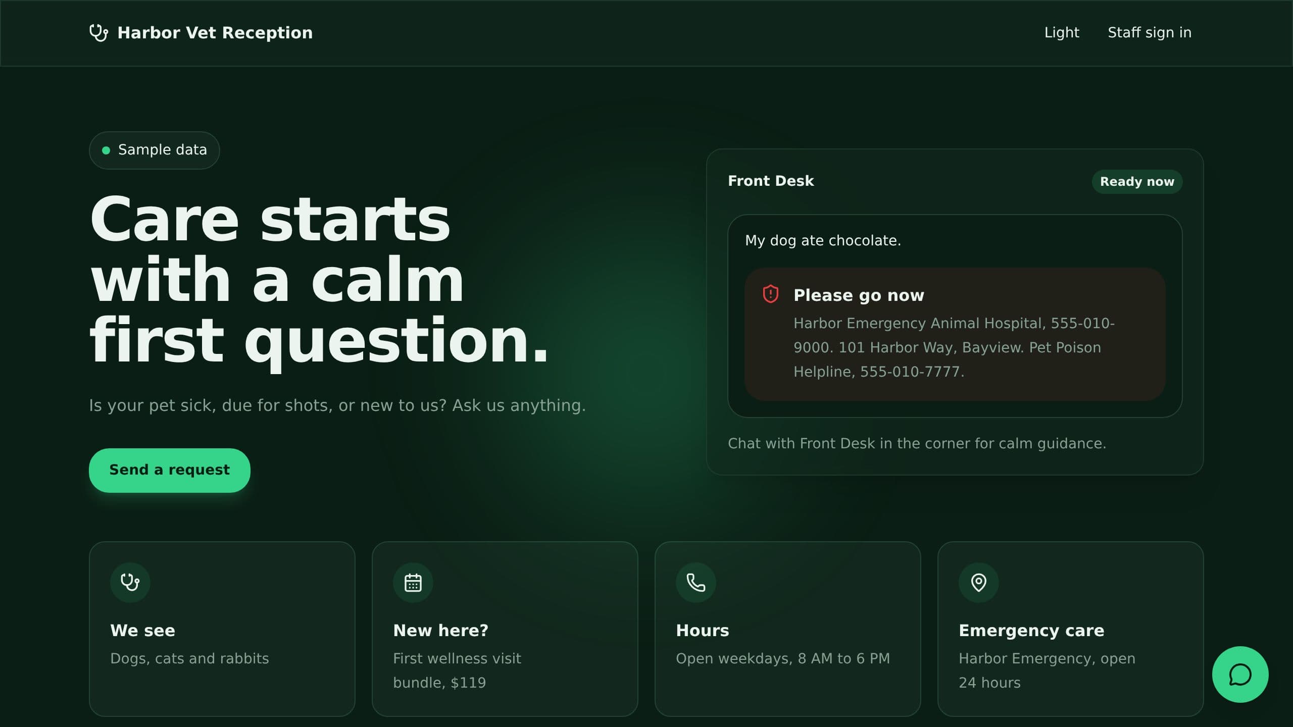 Vet AI Receptionist preview
