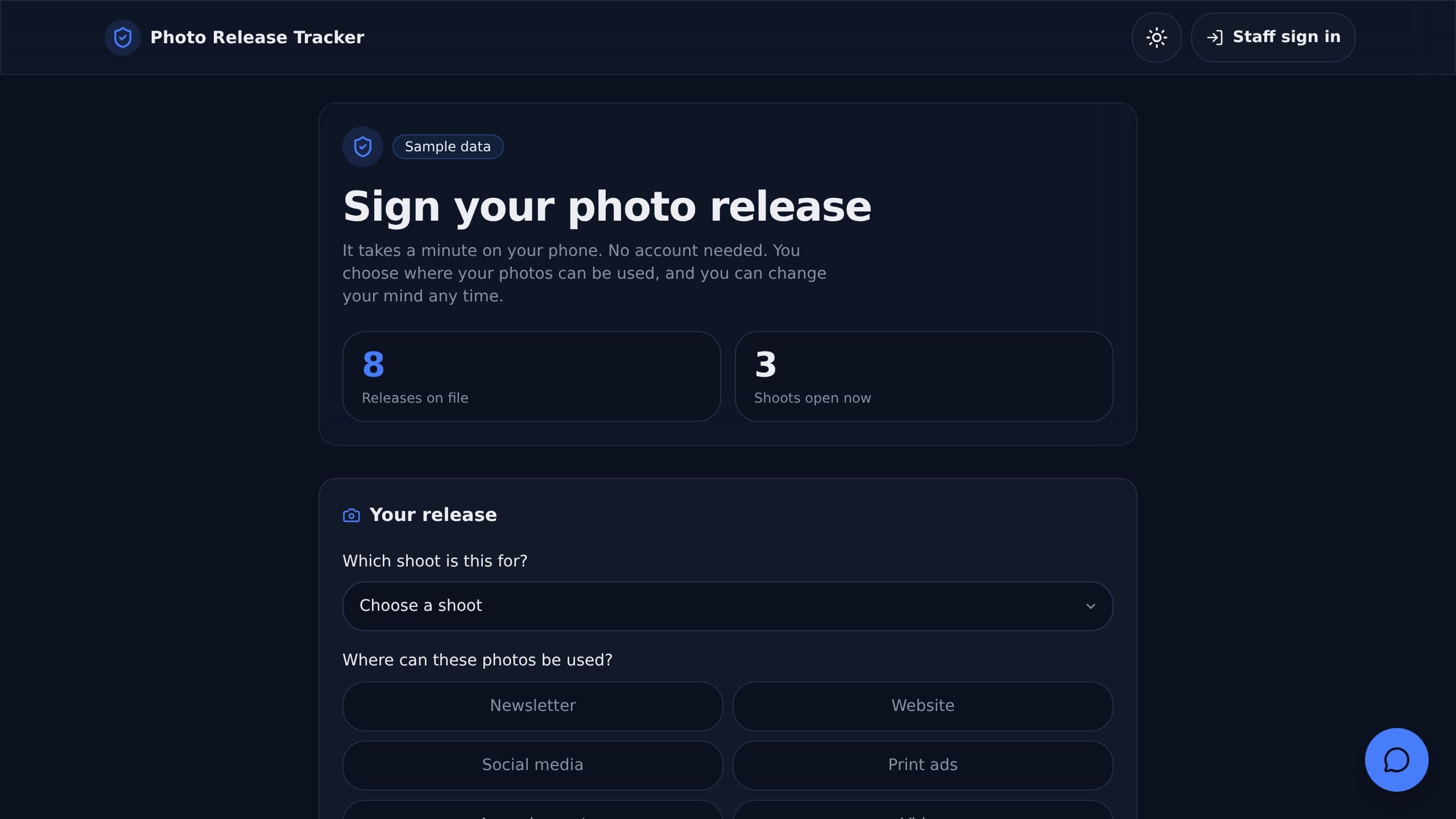 Photo Release Tracker preview