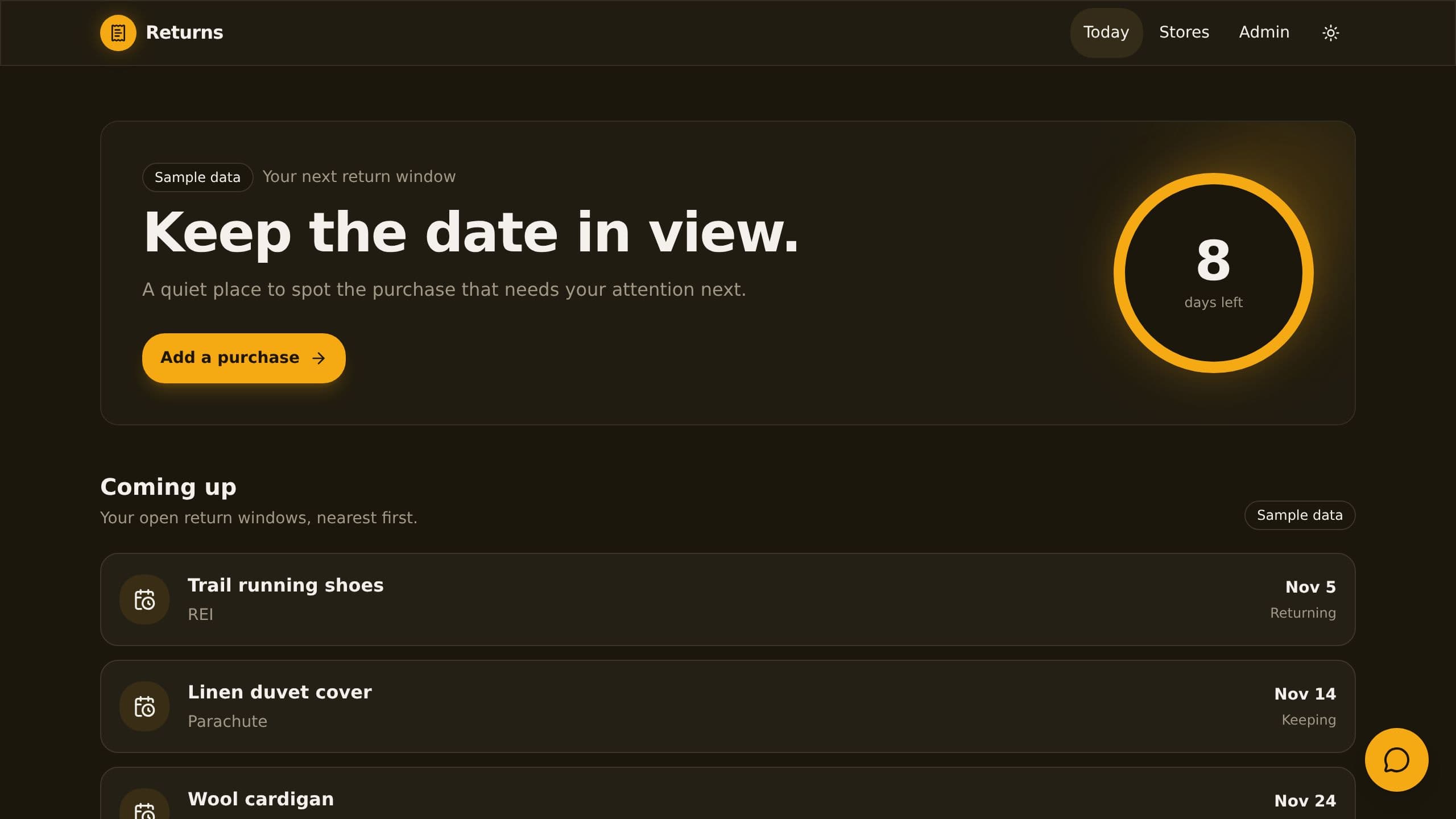 Returns Deadline Tracker preview
