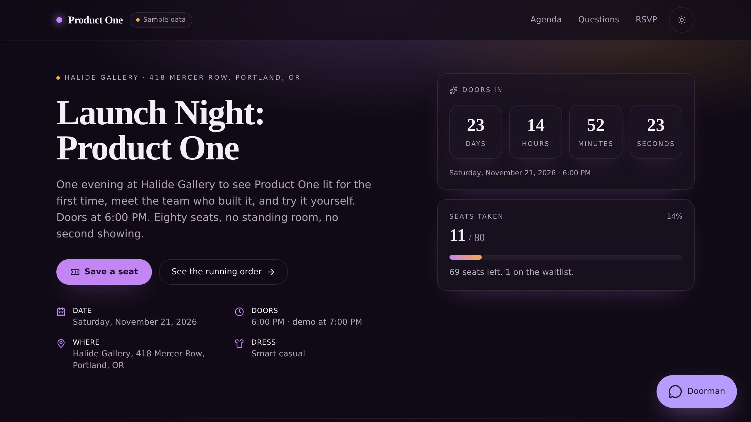 Launch Event RSVP preview
