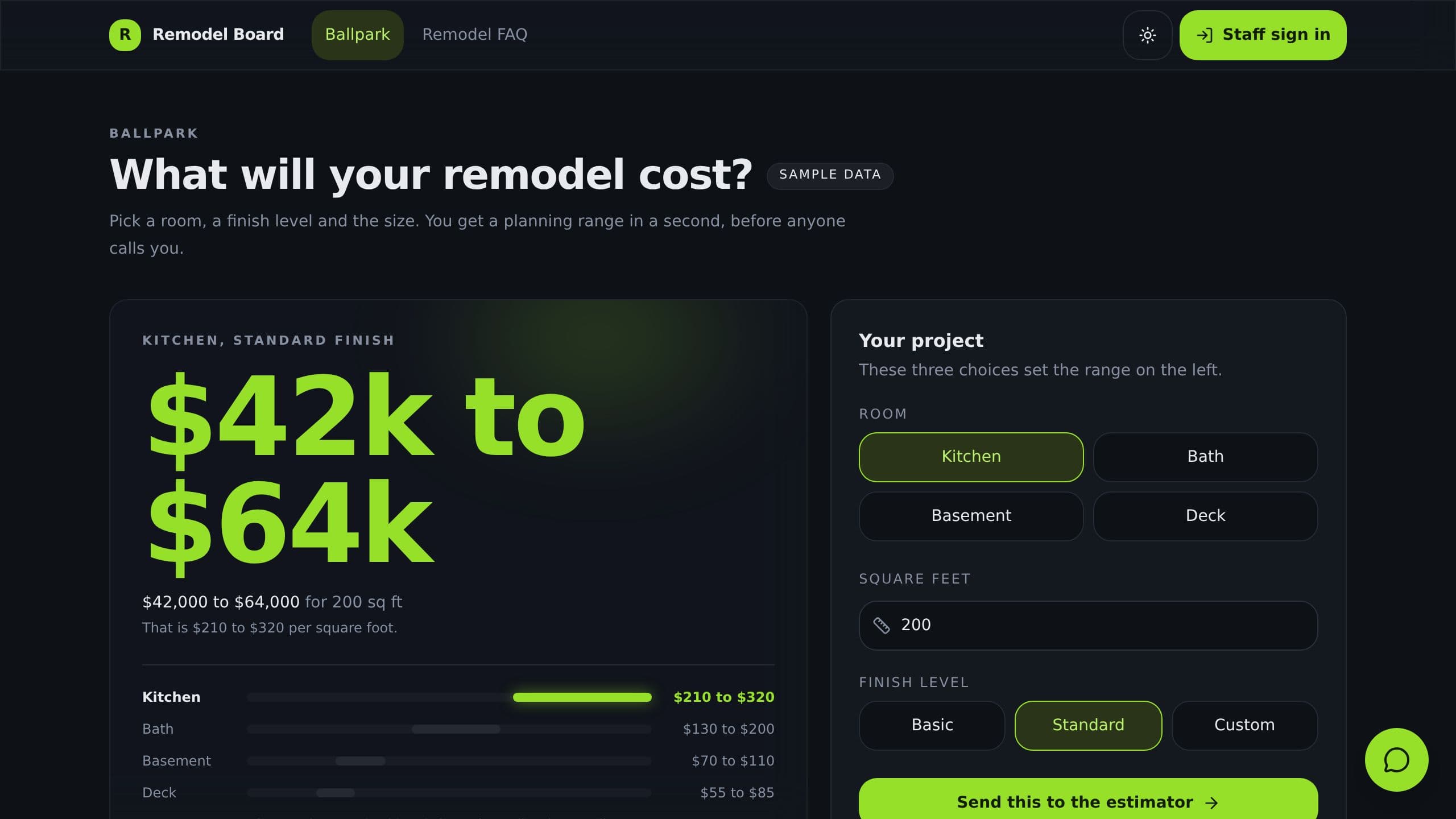 Remodel Estimate Board preview