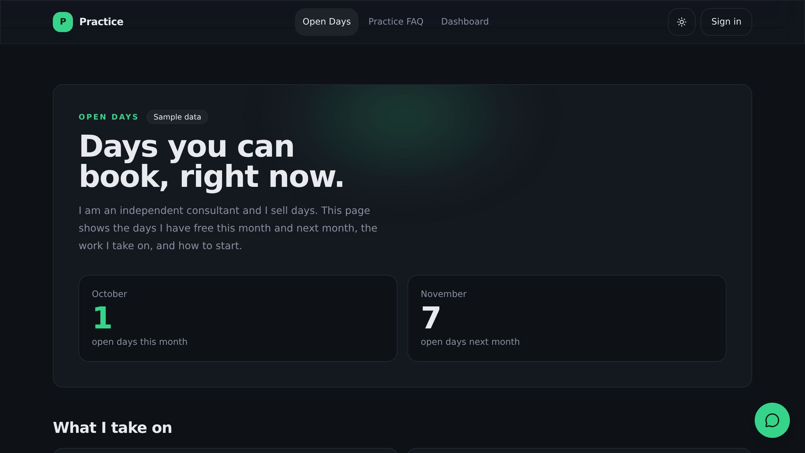 Consultant Practice Dashboard preview