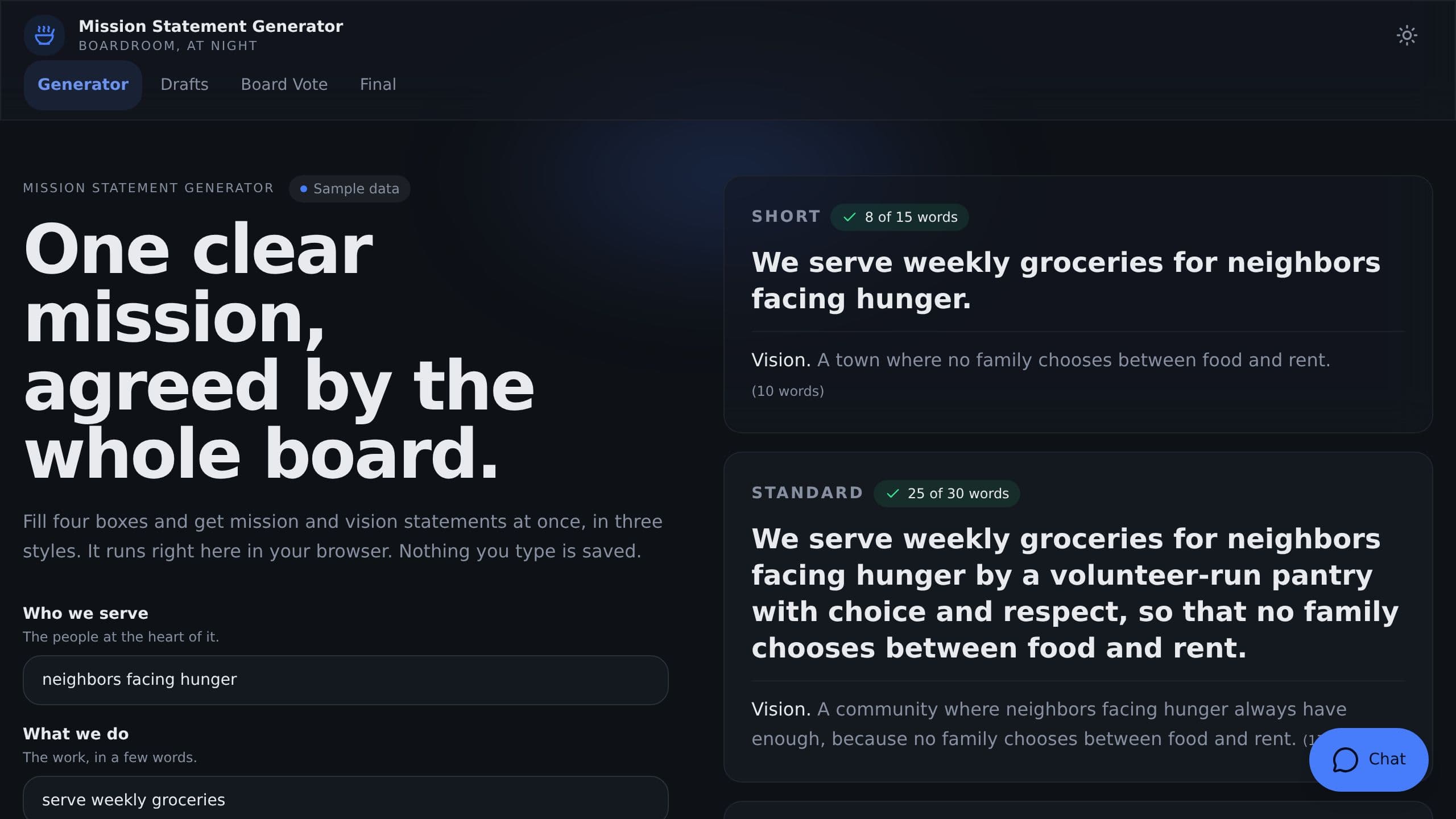 Mission Statement Generator preview