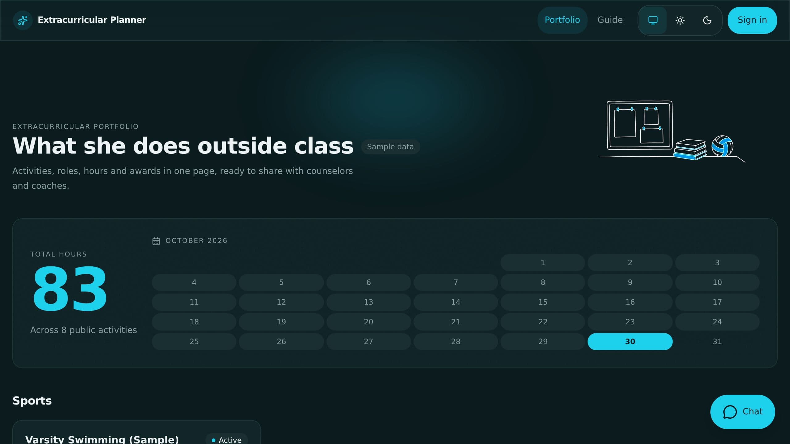 Extracurricular Planner preview