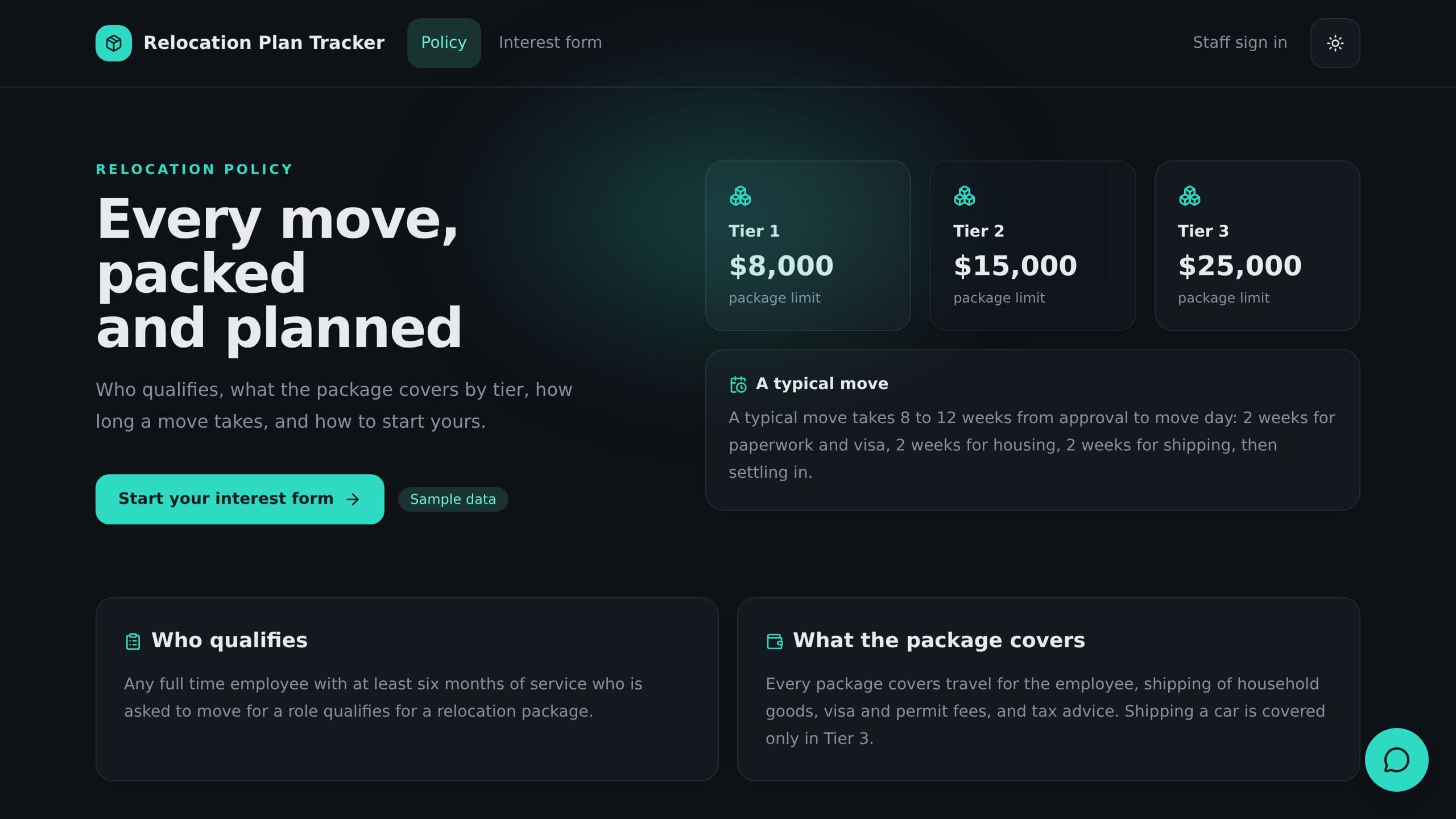 Relocation Plan Tracker preview