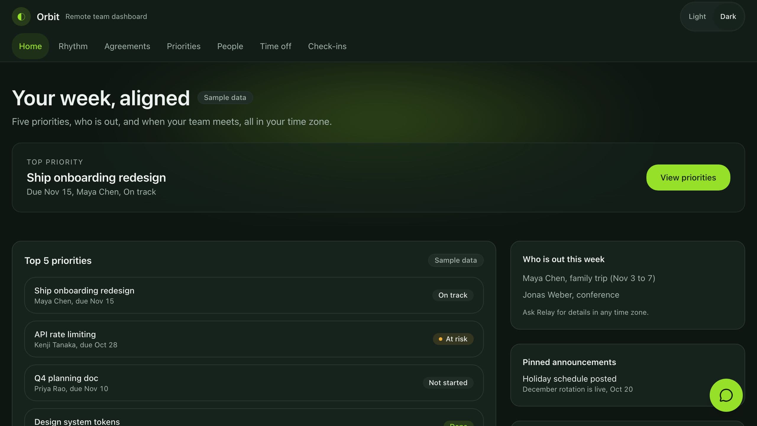 Remote Team Dashboard preview
