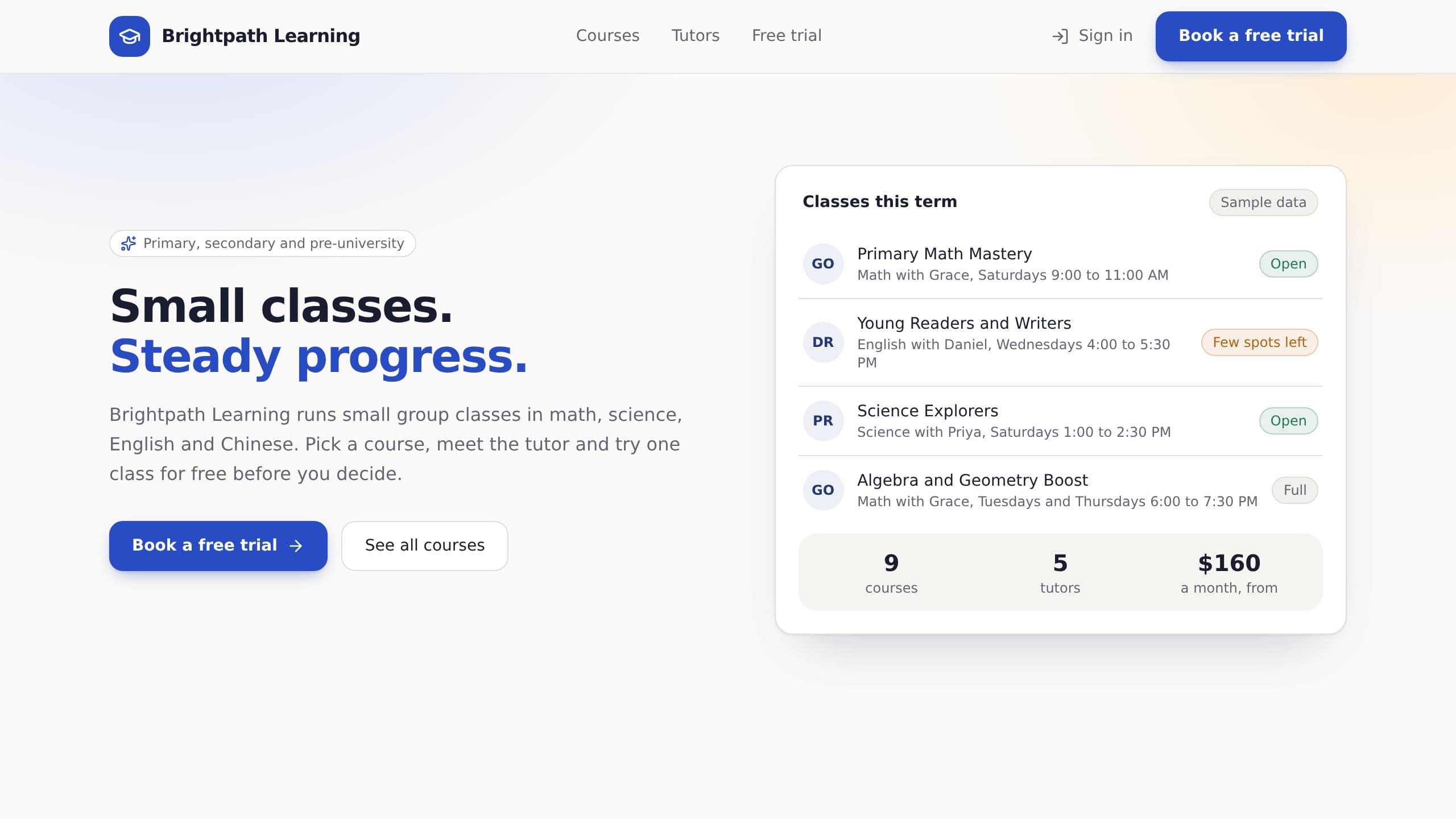 Tutoring Center Website preview