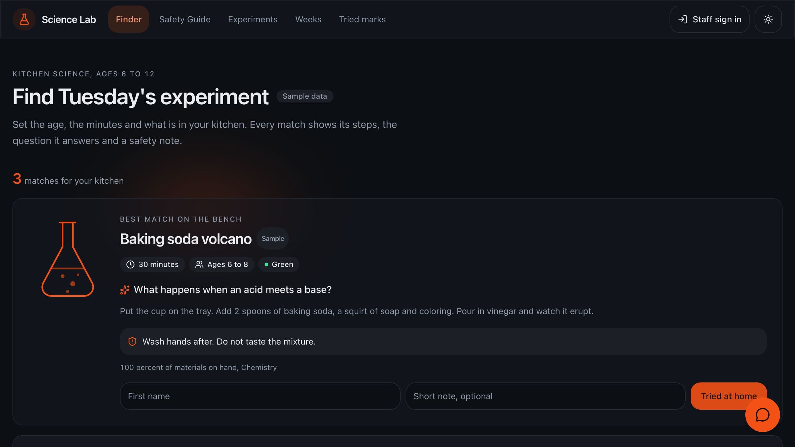 Science Experiment Generator preview