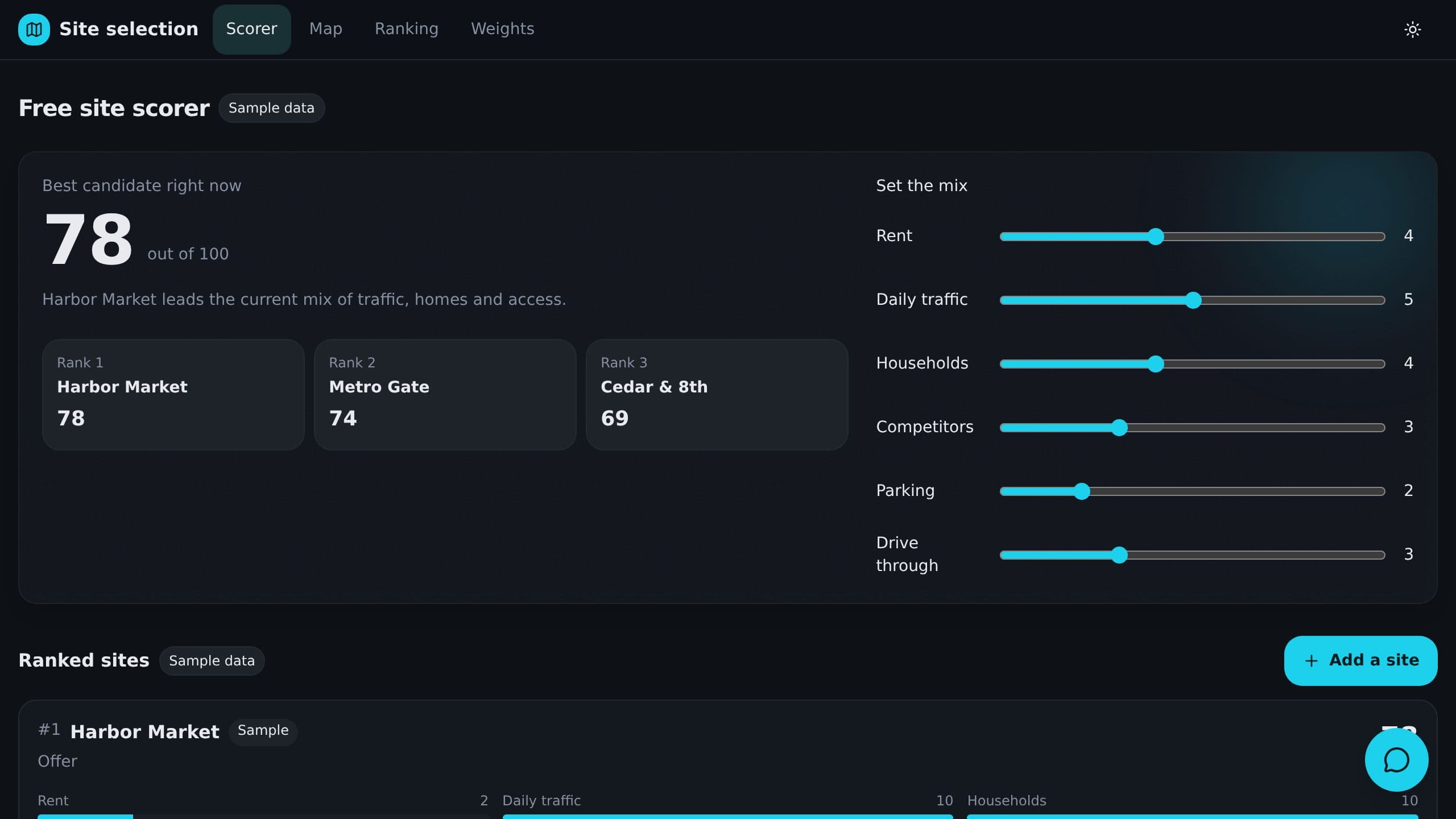 Site Selection Tool preview
