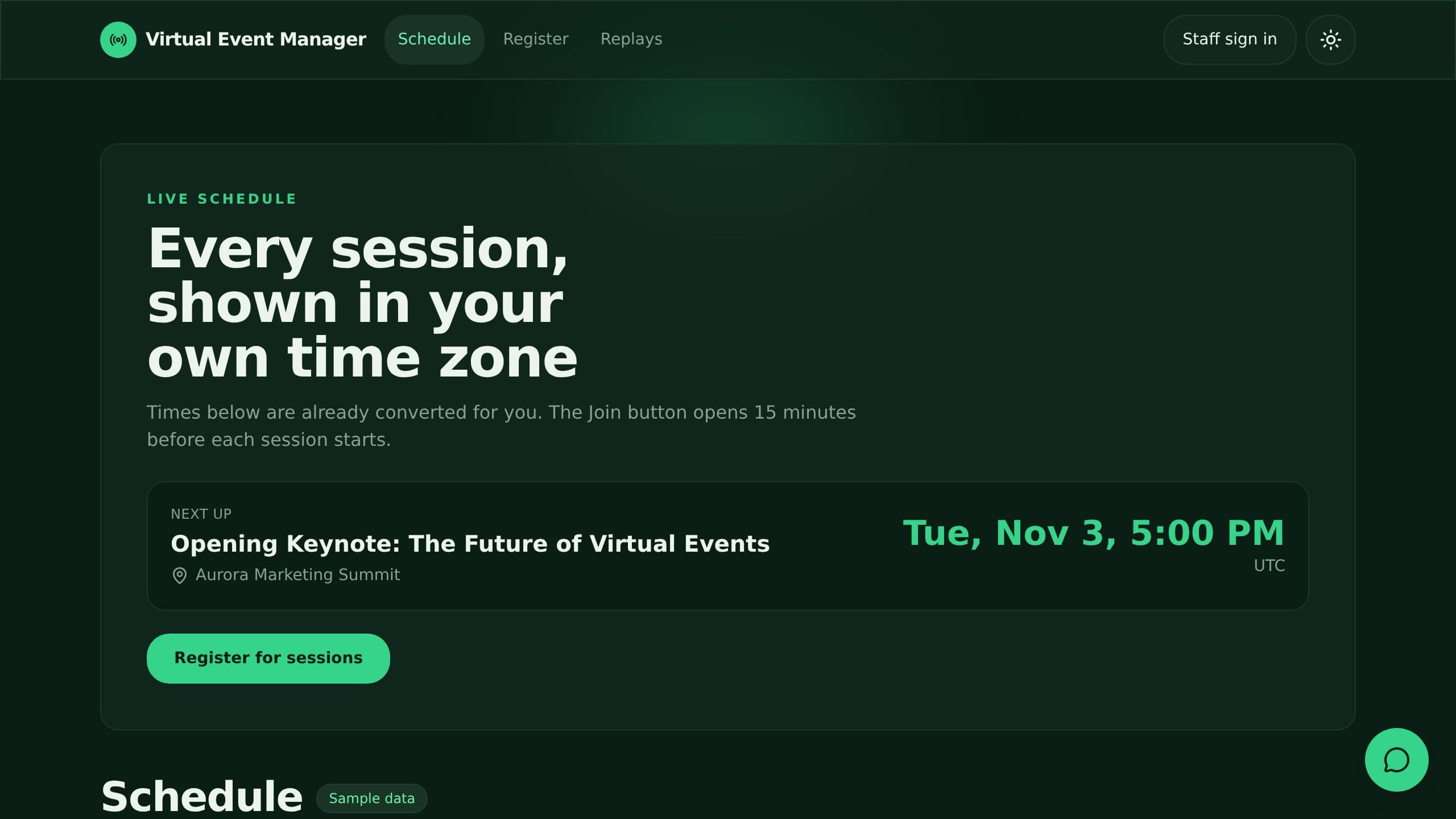 Virtual Event Manager preview