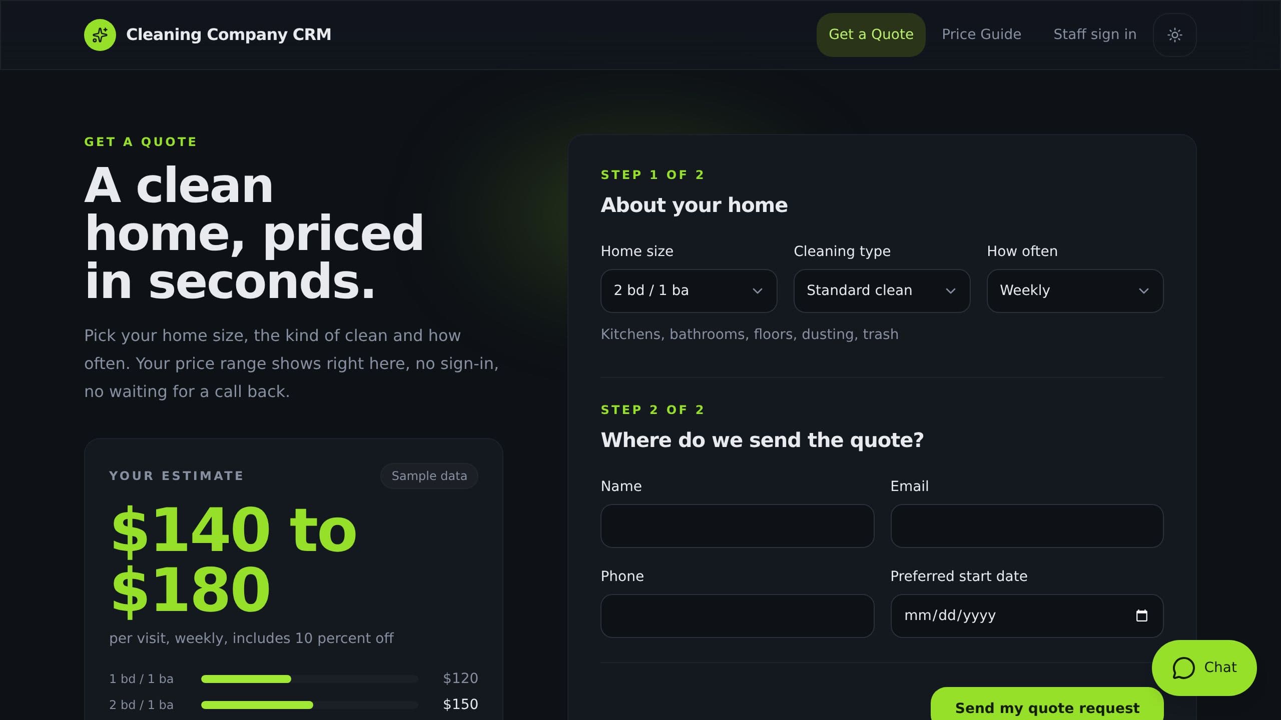 Cleaning Company CRM preview