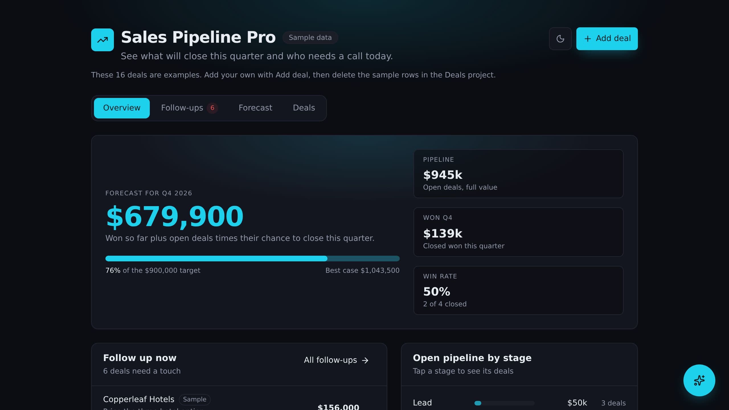 Sales Pipeline Dashboard Pro preview