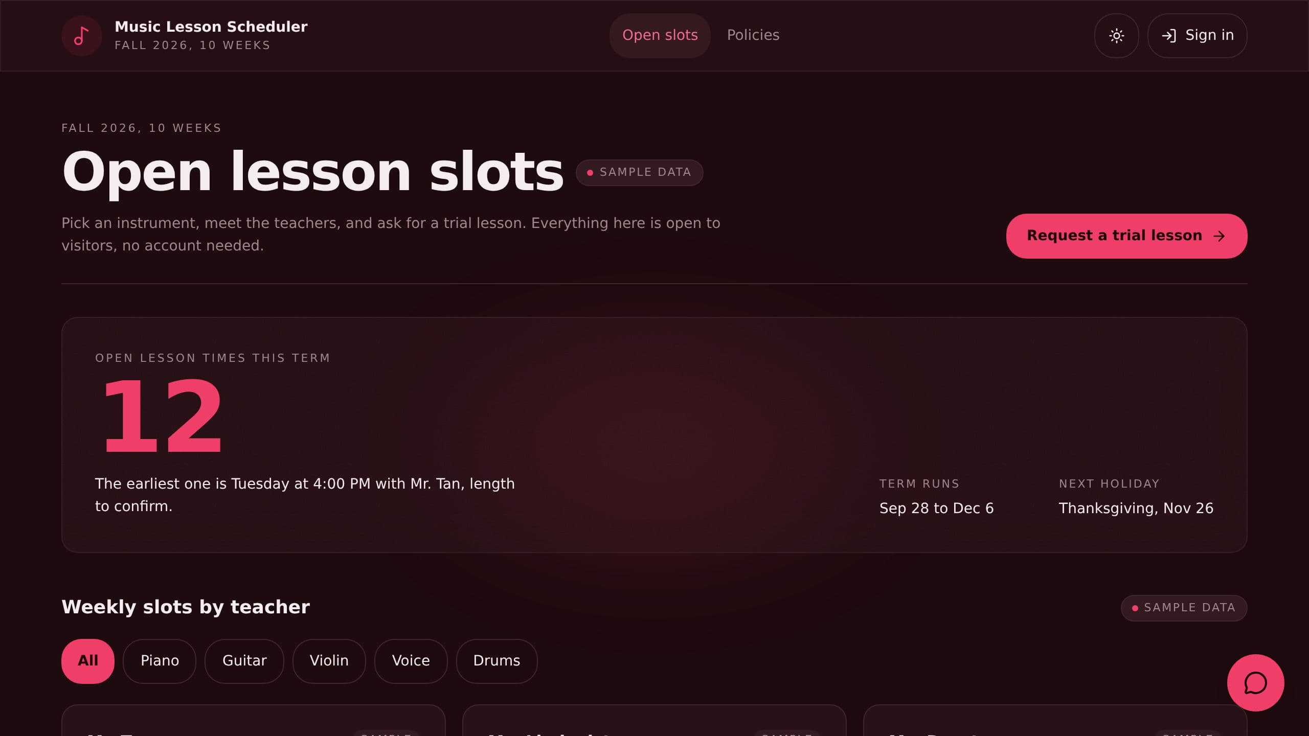Music Lesson Scheduler preview