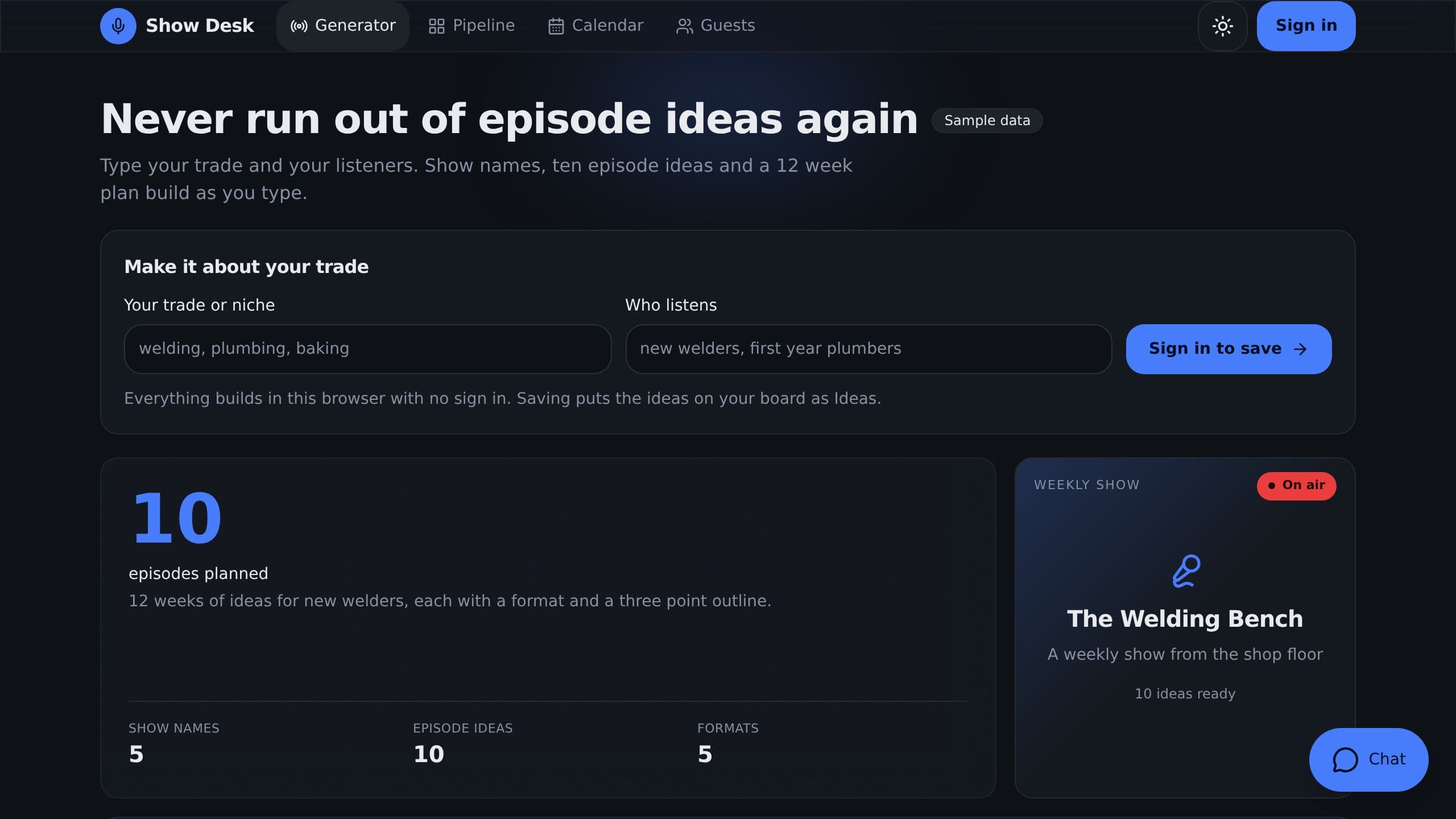 Podcast Idea Generator preview