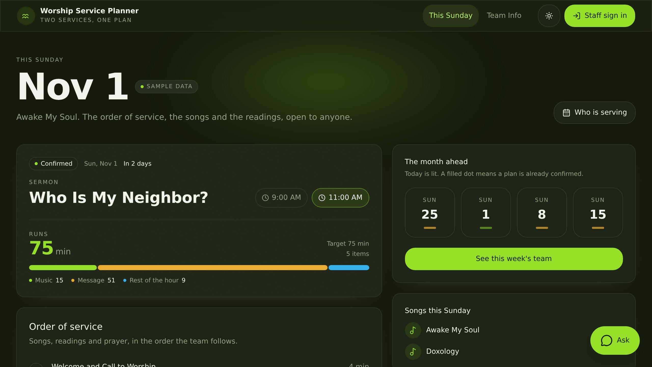 Worship Service Planner preview