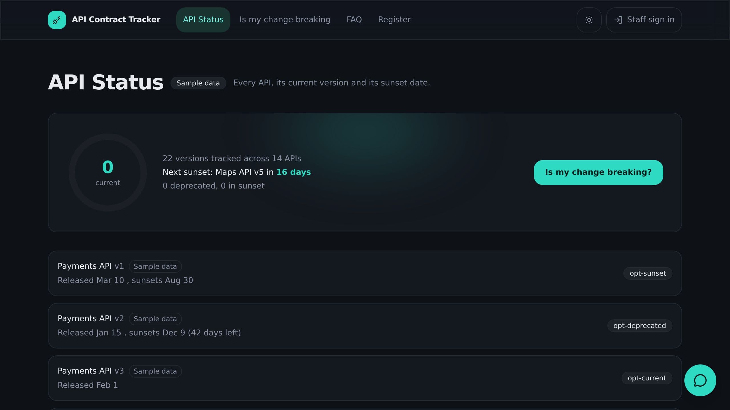 API Contract Tracker preview
