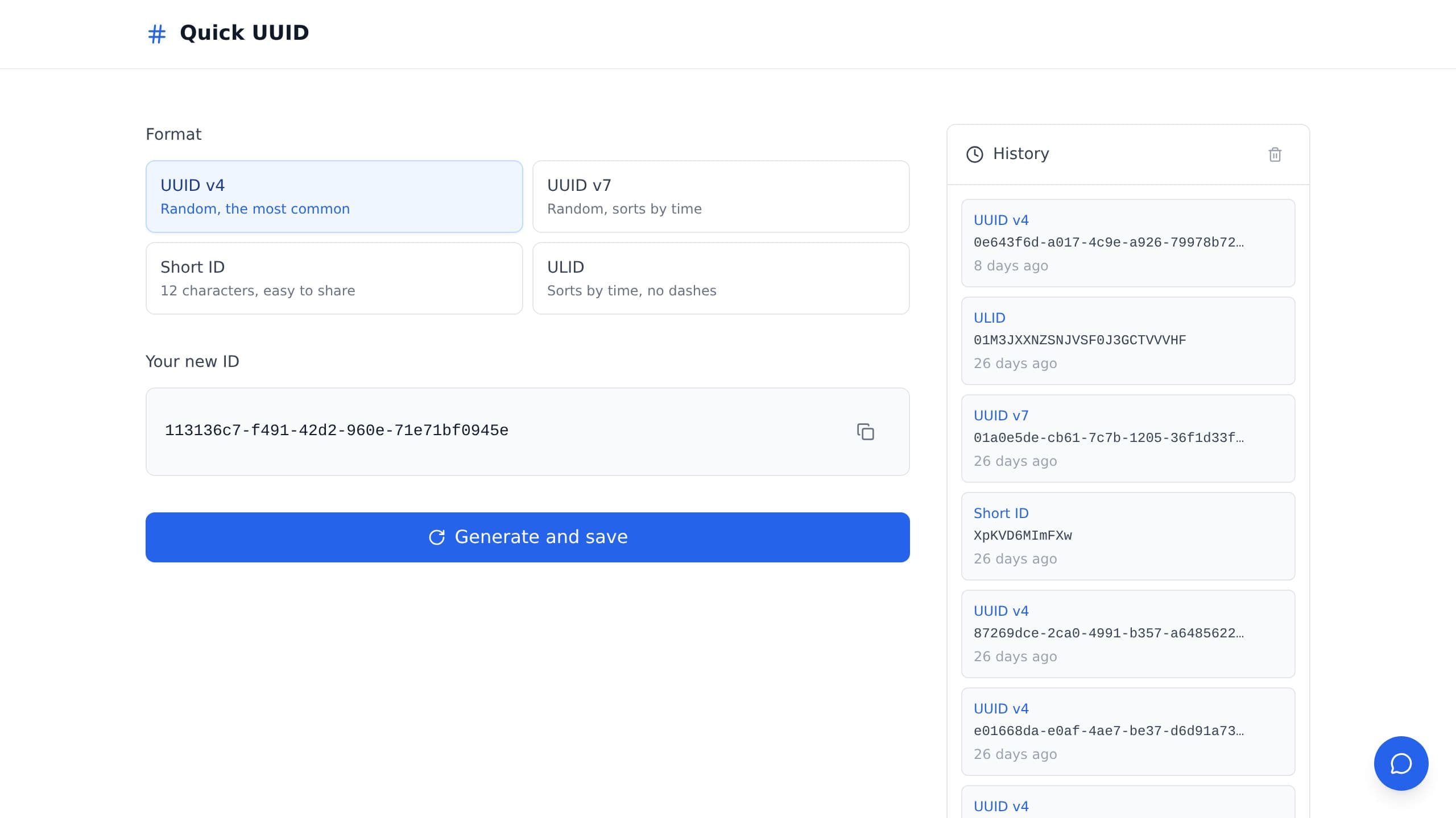 Quick UUID preview