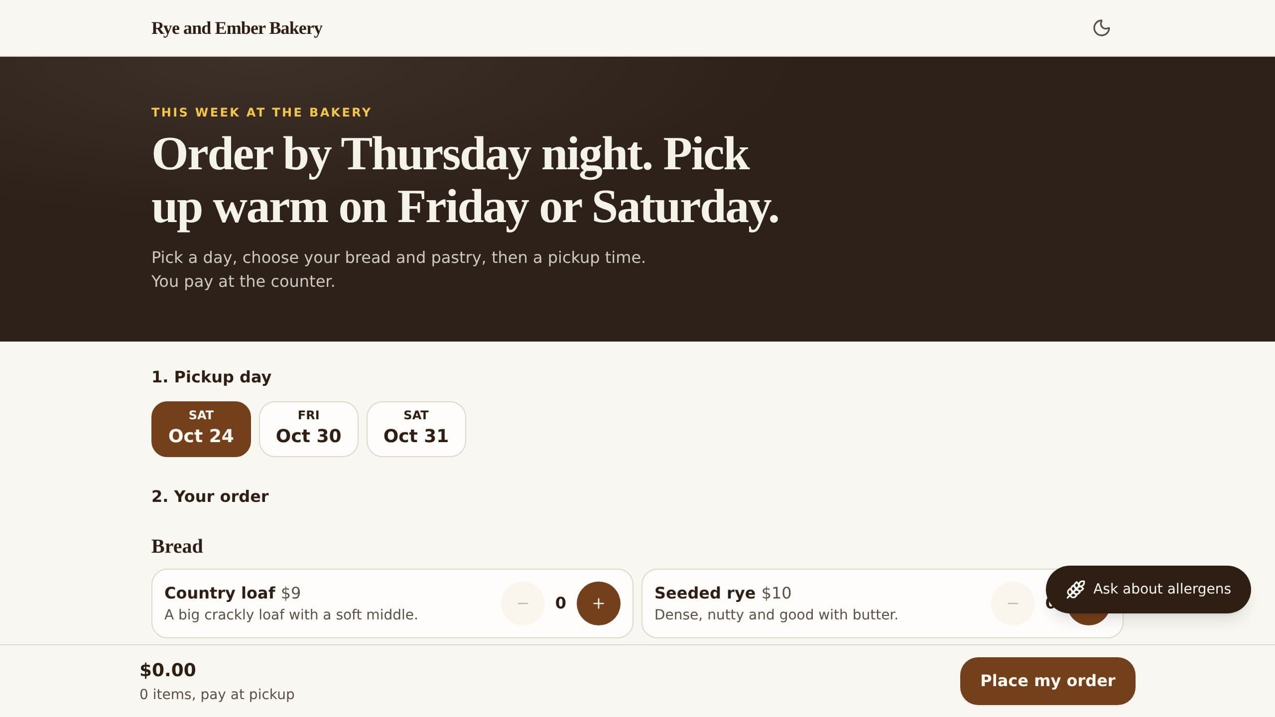 Bakery Preorder Pickup preview
