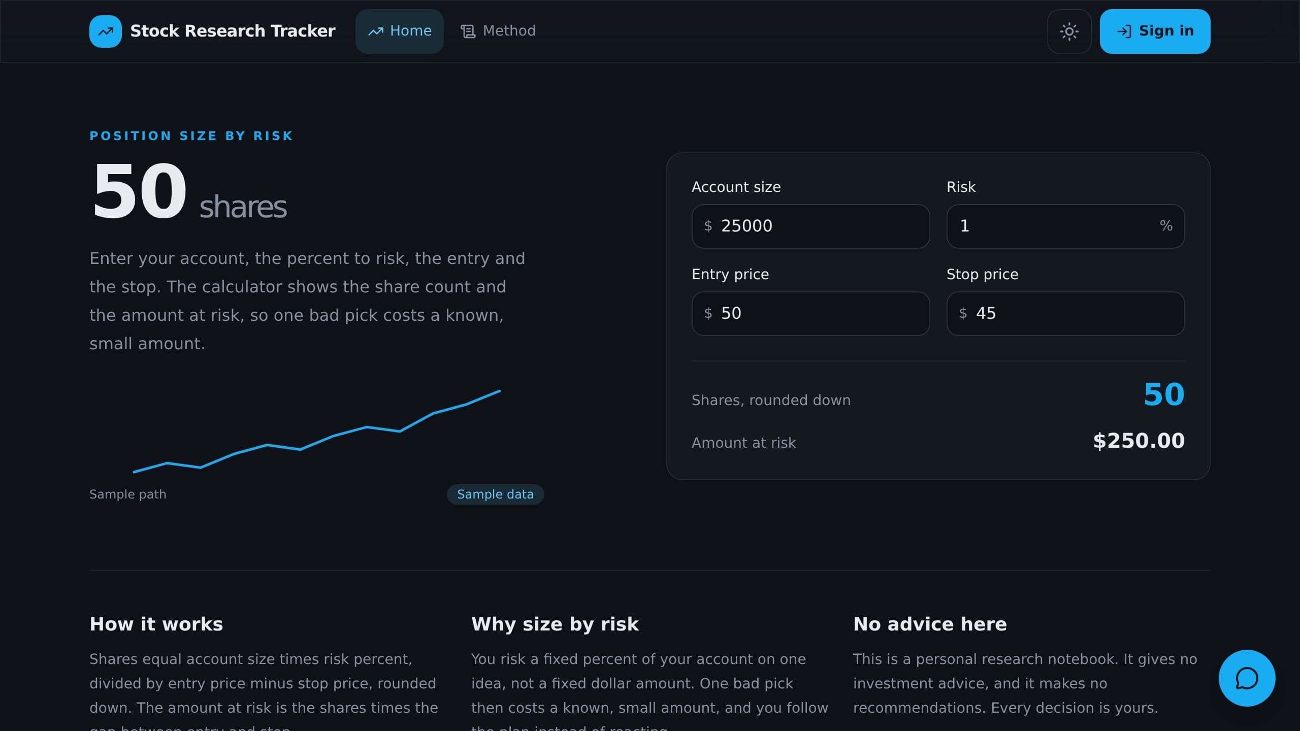 Stock Research Tracker preview