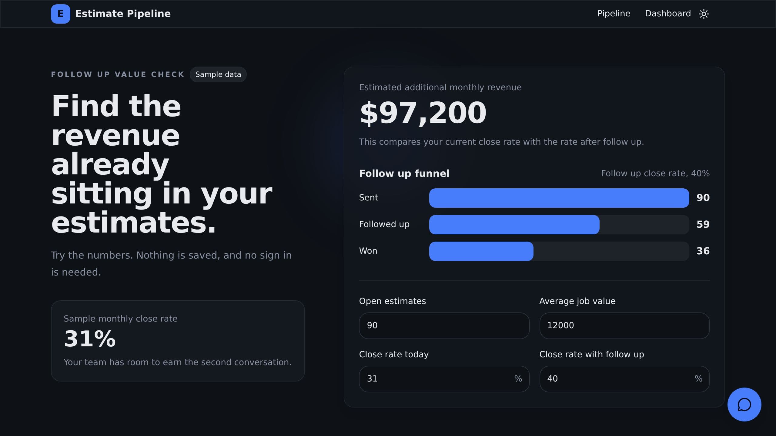 Estimate Pipeline CRM preview