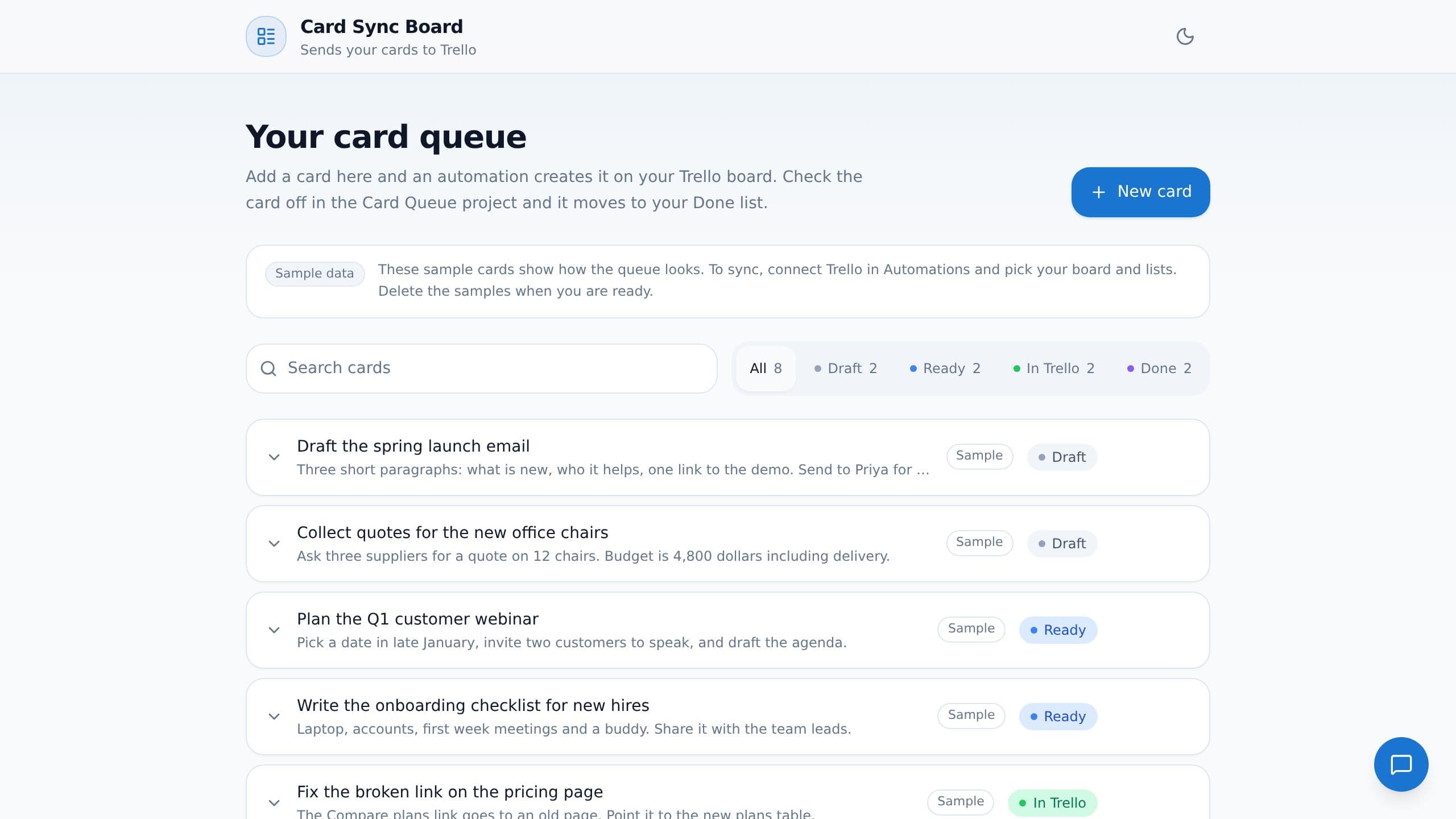 Card Sync Board preview