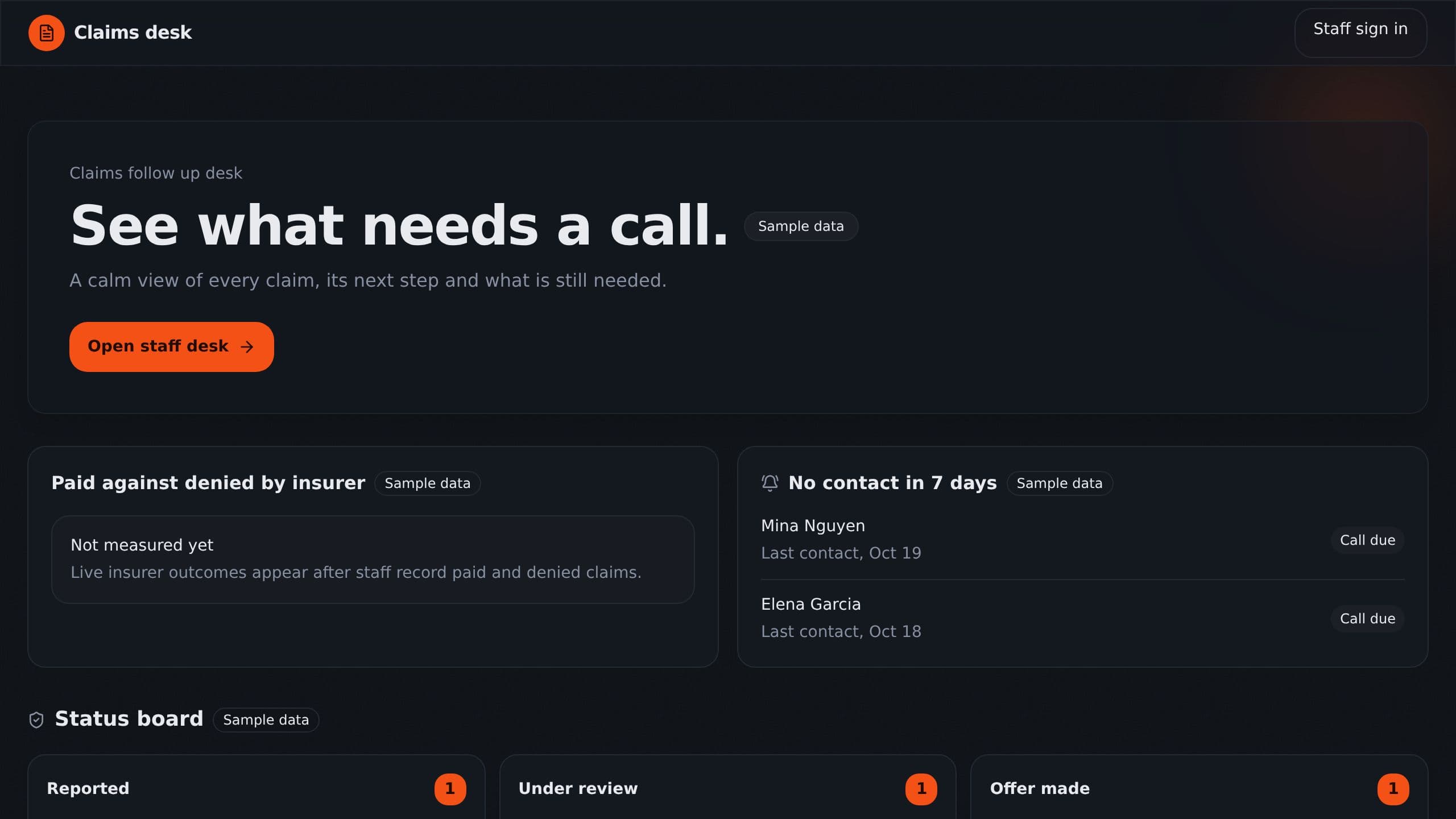 Insurance Claims Tracker preview