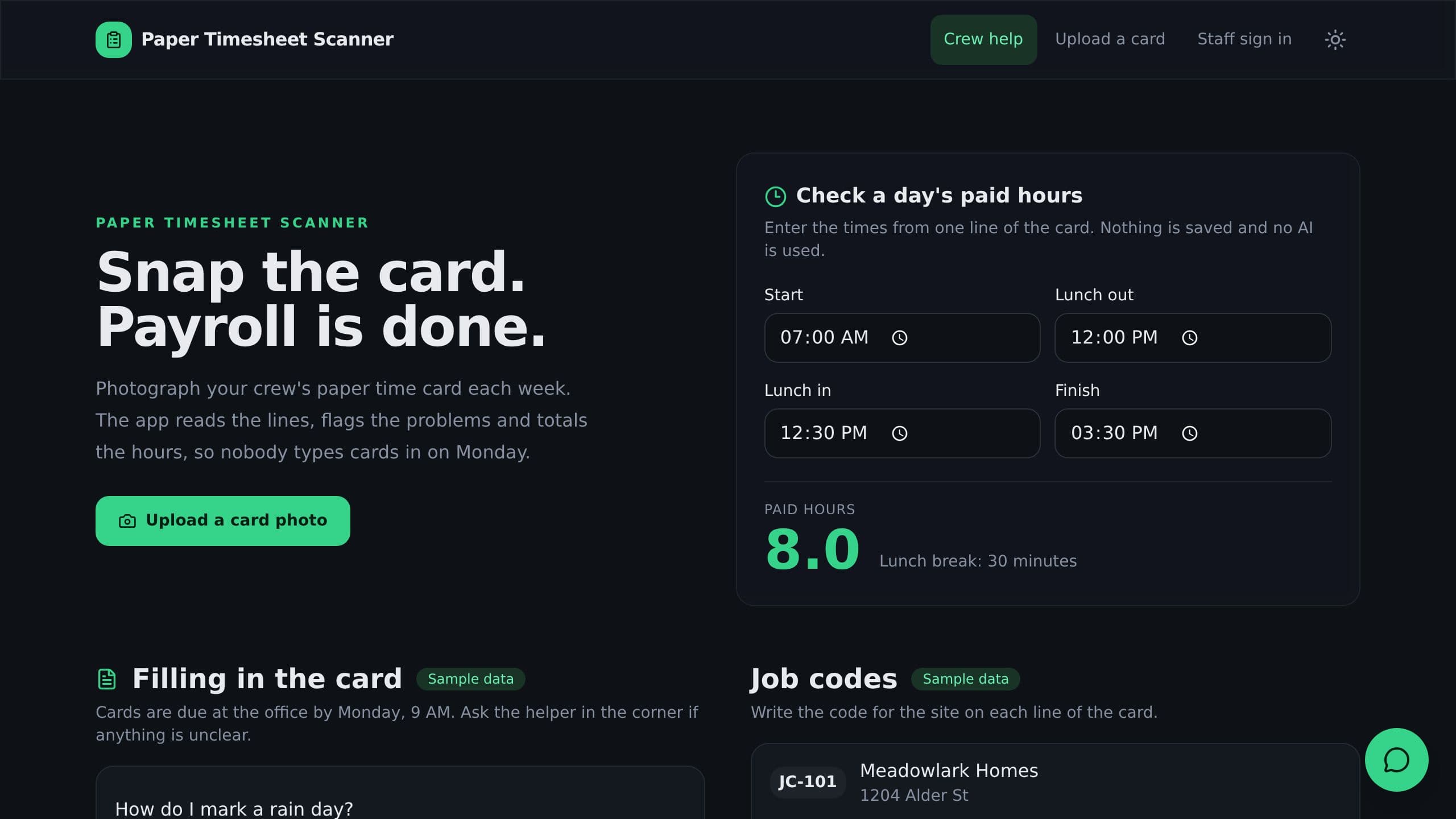 Paper Timesheet Scanner preview