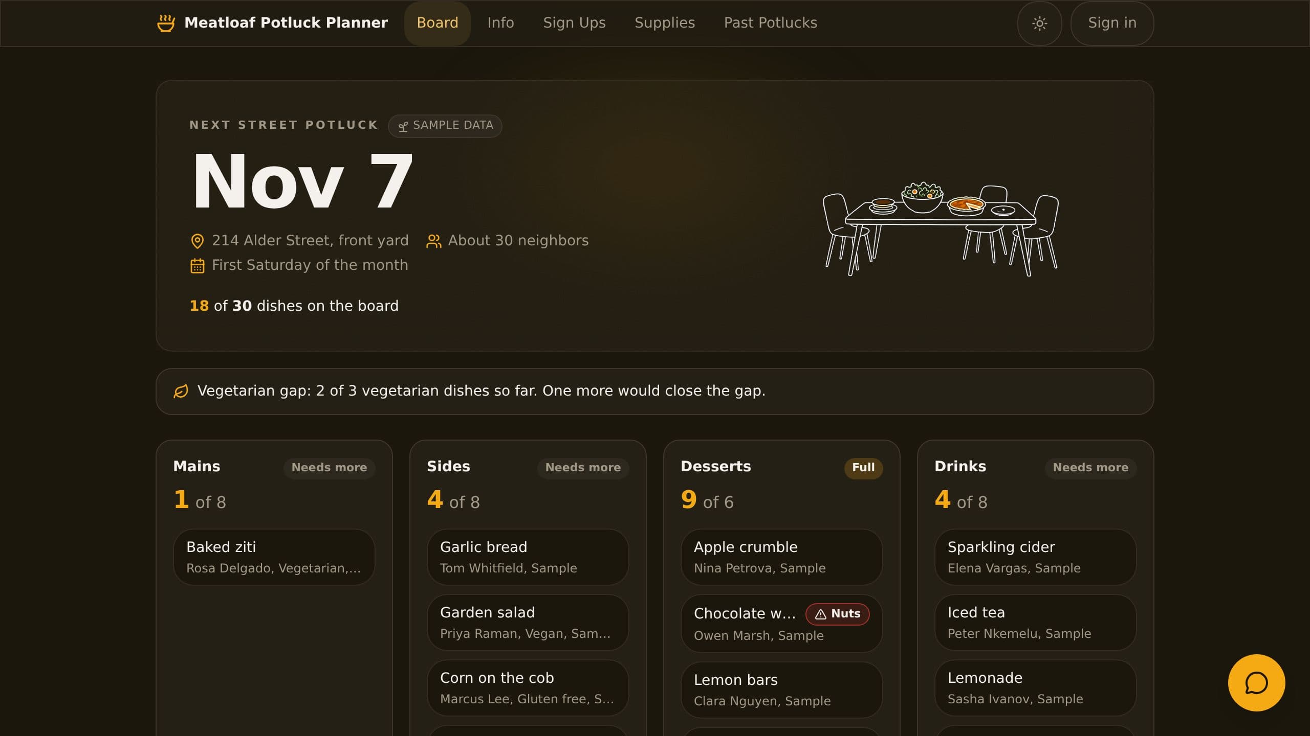 Potluck Dish Planner preview